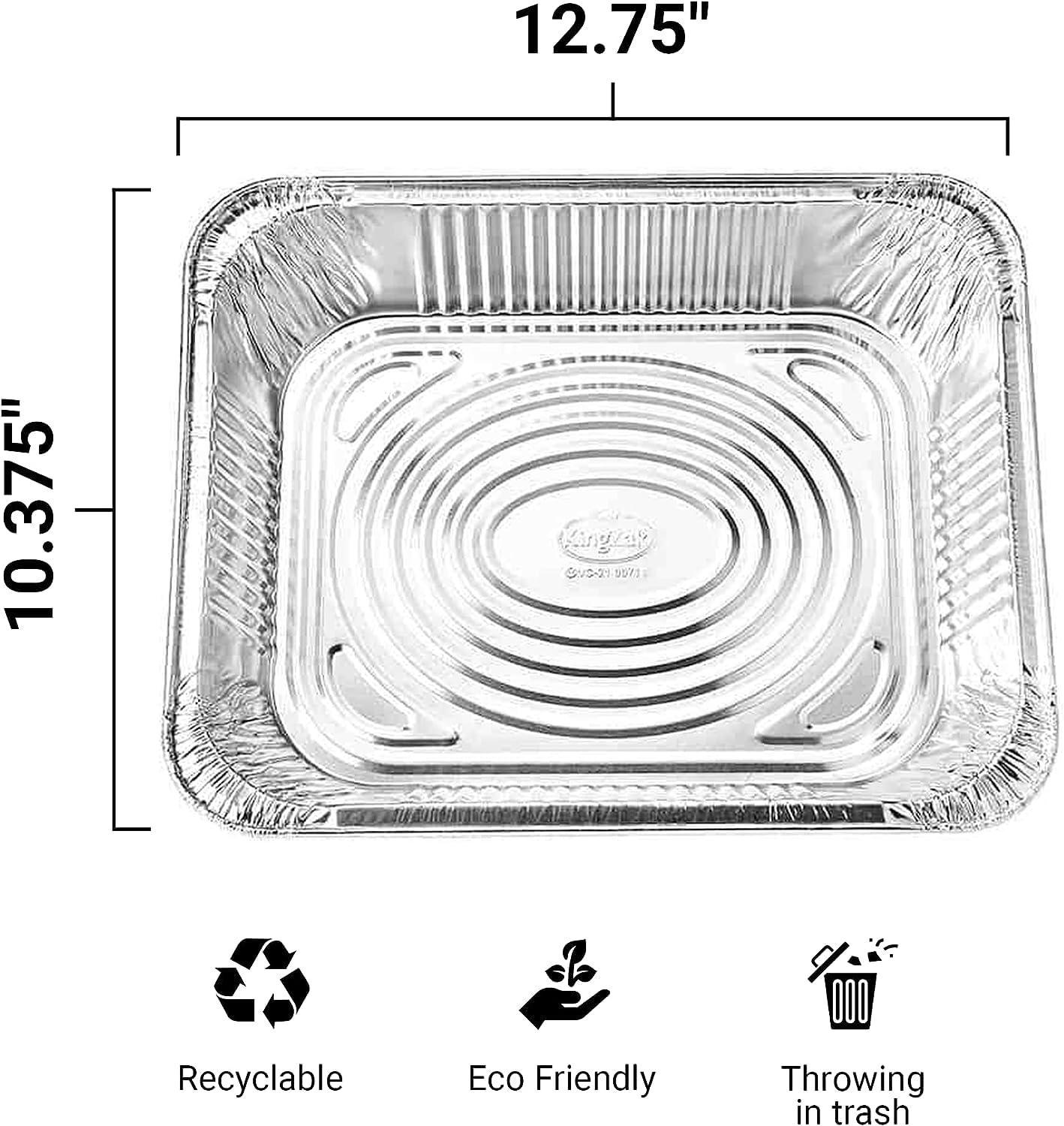 9x13 Aluminum Foil Pans (10 Pack), Disposable Half Size Deep Foil Pans, Cookware, Food Prepping, Large Pans for Baking, Reheating, Grilling