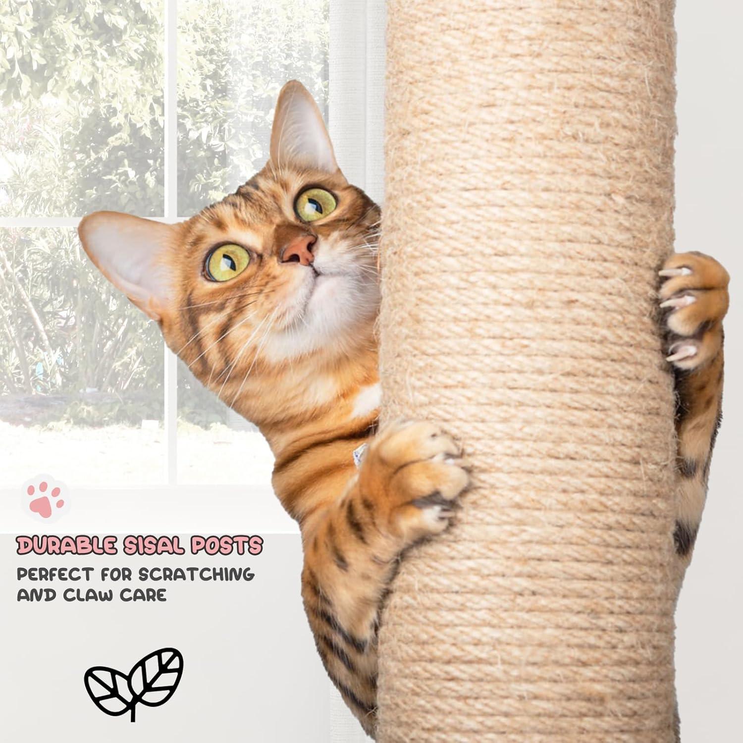 MoNiBloom Cat Tree Houses for Indoors, Multi-Level Cat Tree Tower, 70" Height（Beige）