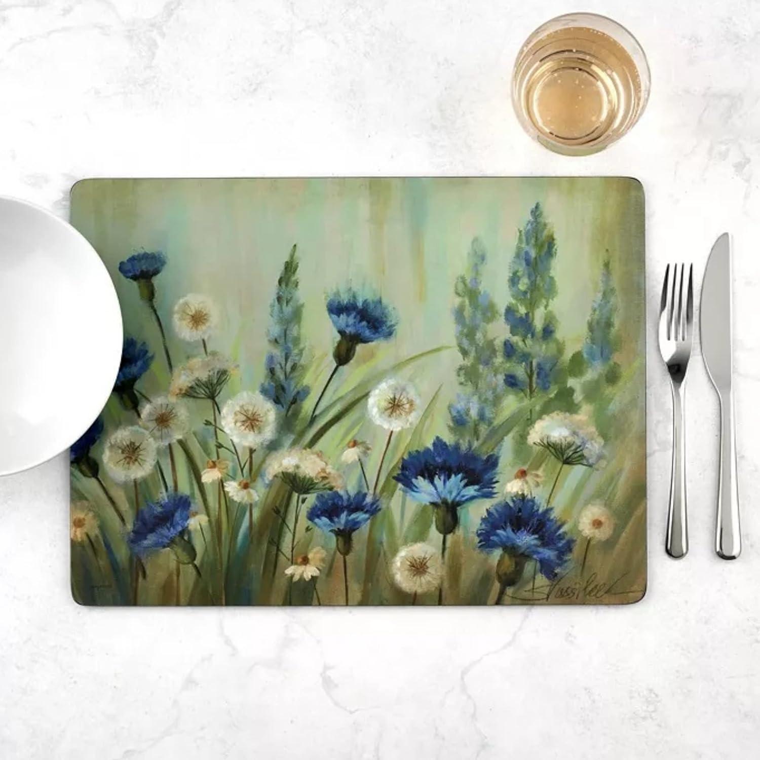 Pimpernel Fleur Des Champs Collection Cork-Backed Boar Placemats, Set of 4, 15.7” x 11.7”