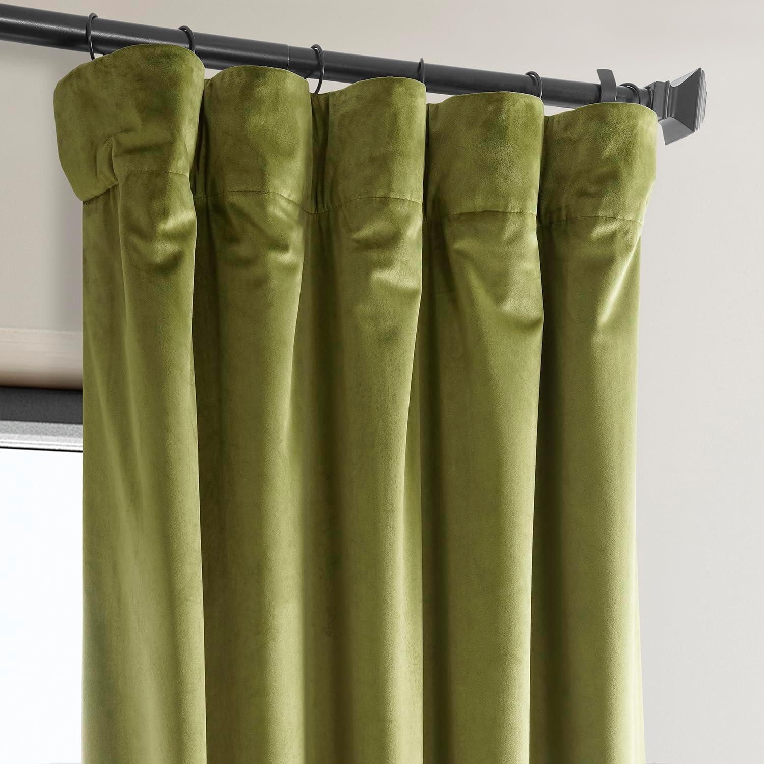 HPD Half Price Drapes Retro Green Heritage Plush Velvet Room Darkening Curtains for Bedroom & Living Room Curtains (1 Panel), Window Curtains 84 inches long, Rod Pocket Curtains & Drapes, 50W X 84L