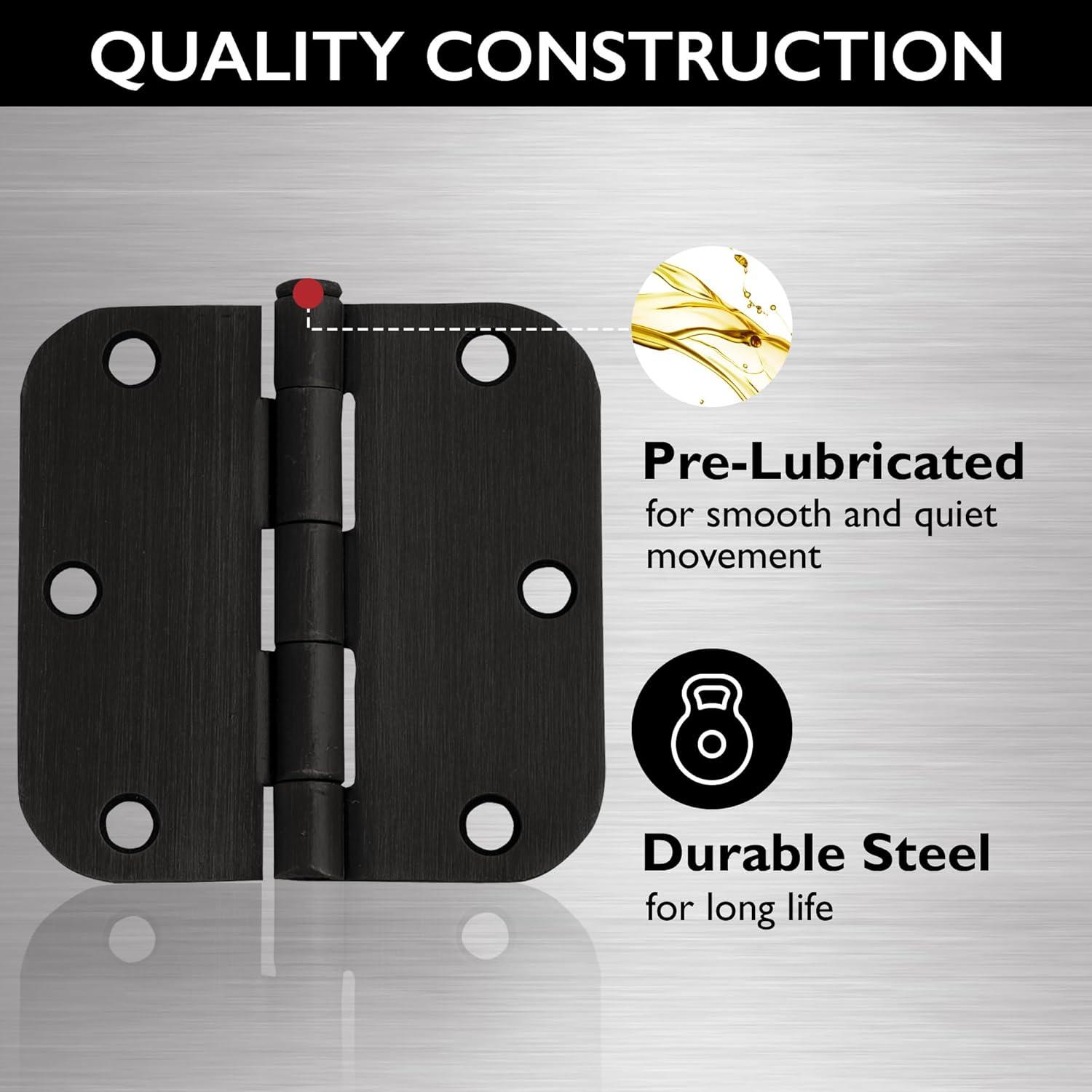 Design House Door Hinge In Satin Brass, 3.5-Inch, 5/8-Inch Radius, 9-Pack (Set of 9)