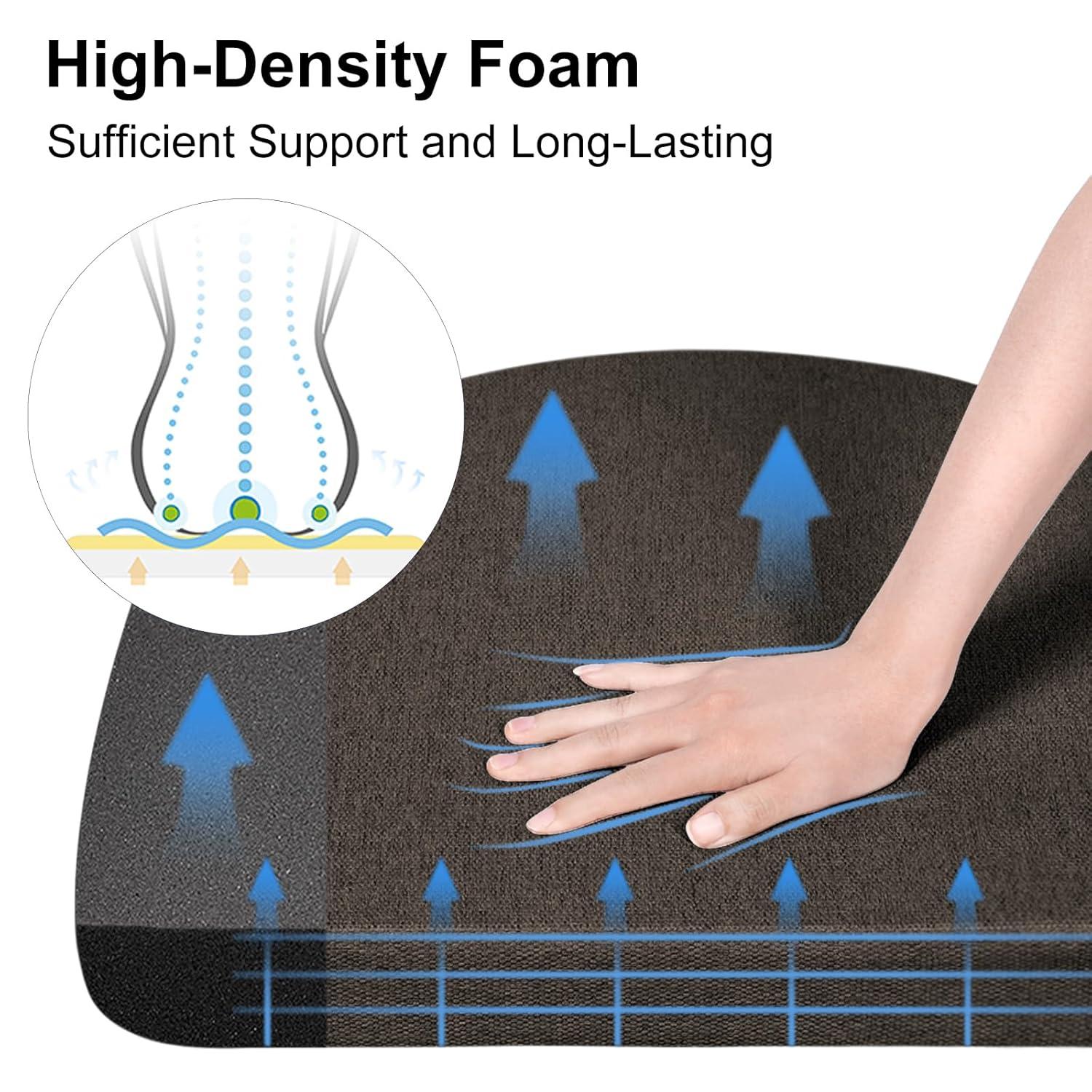 Shinnwa Kitchen Chair Cushions Set of 4, Non-Slip Dining Chair Cushions with Ties and Machine Washable Cover, 4 Pack, 17 x 16.5 x 2in, Dark Brown