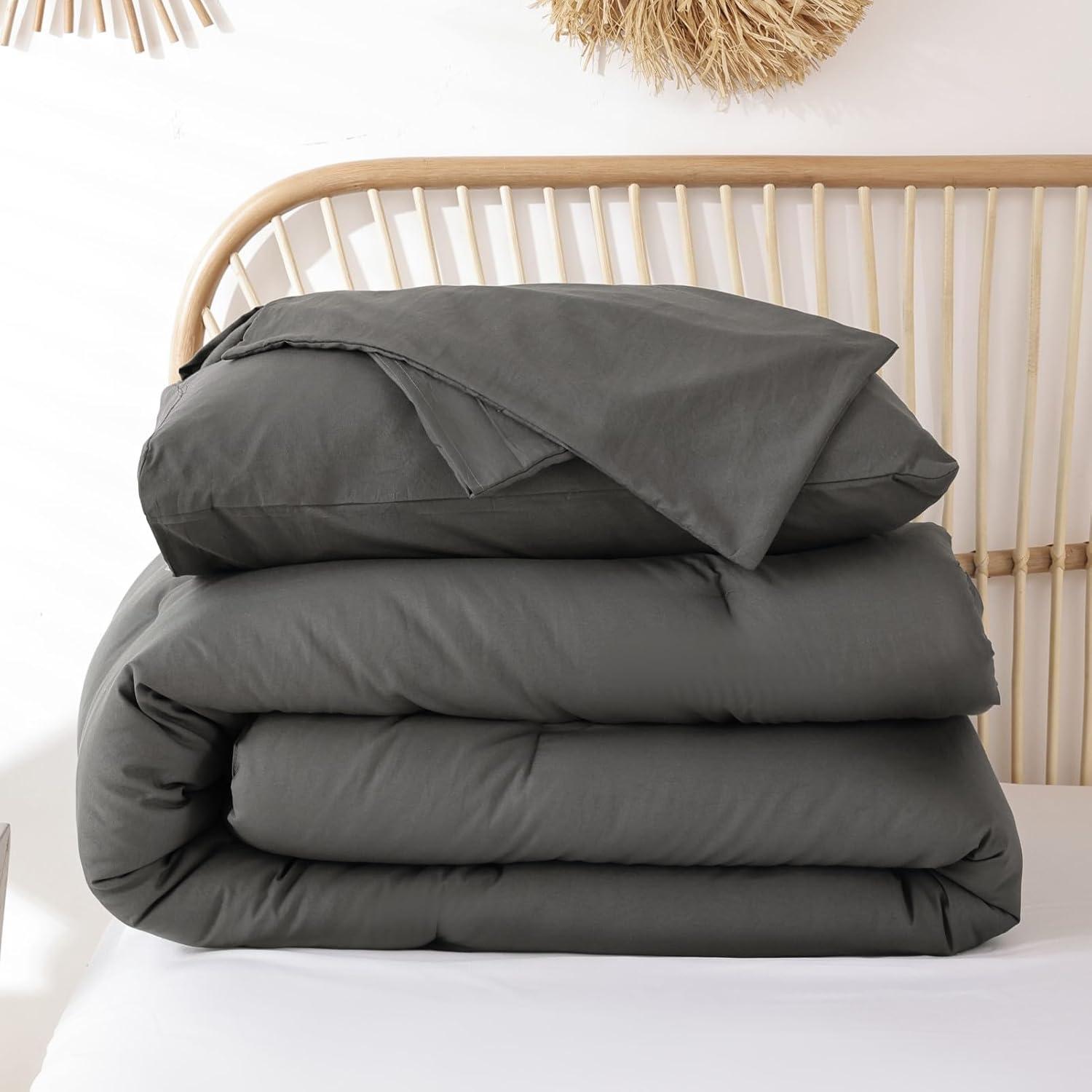 Comforter Set Charcoal Gray - 3 Piece - Full