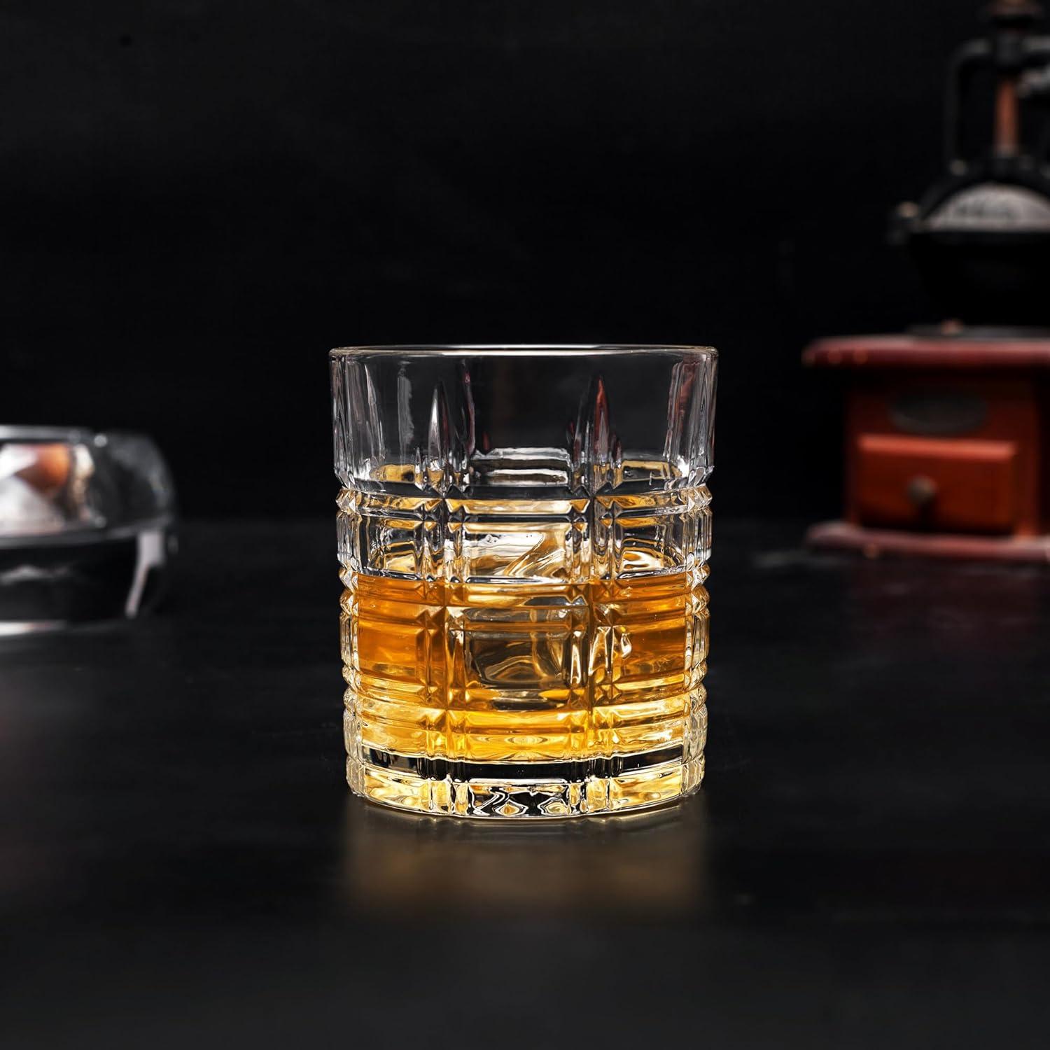KANARS Whiskey Glasses Set of 4, 10 oz Rocks Glassware for Scotch Bourbon Liquor, Whisky Tumbler