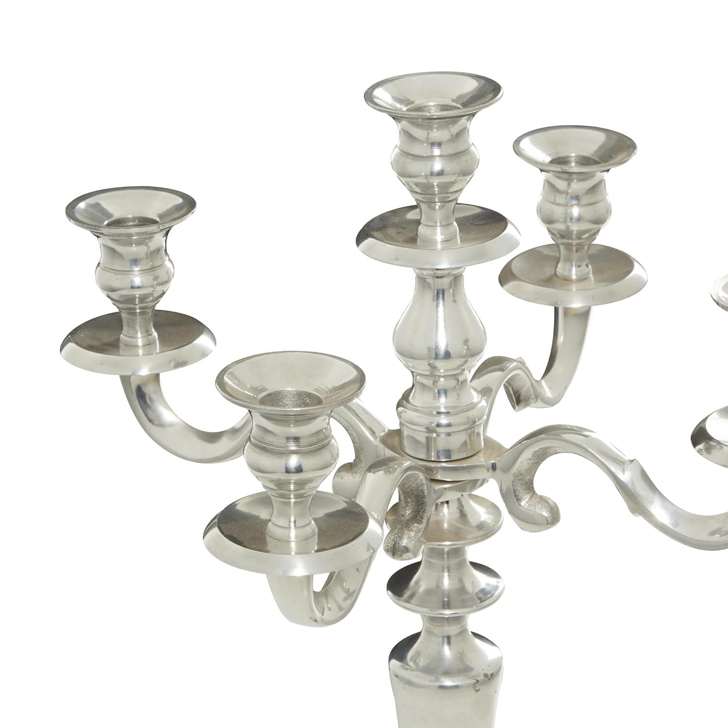 DecMode 5 Holder Silver Aluminum Metal Candelabra