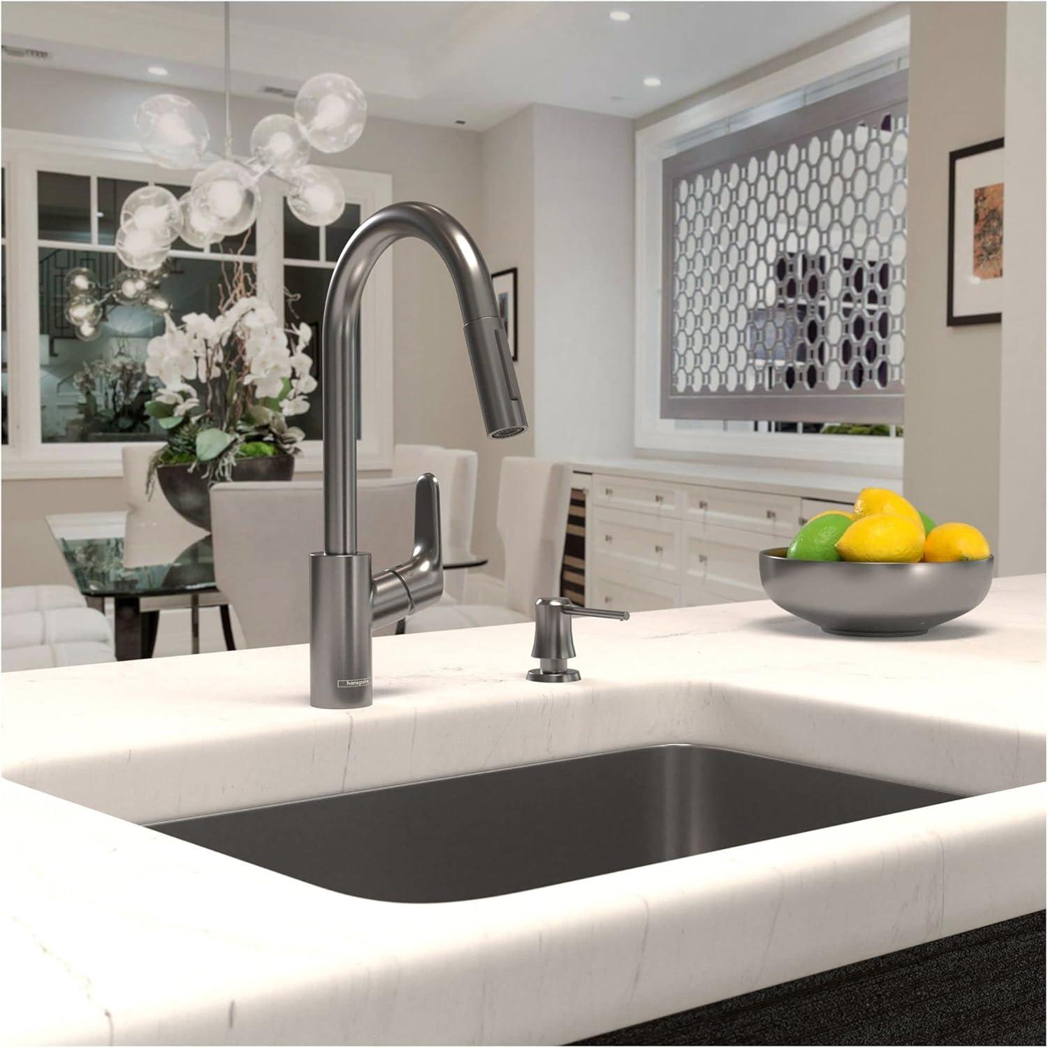 Contemporary Steel Optik Pull-Out Kitchen Faucet with Magnetic Docking