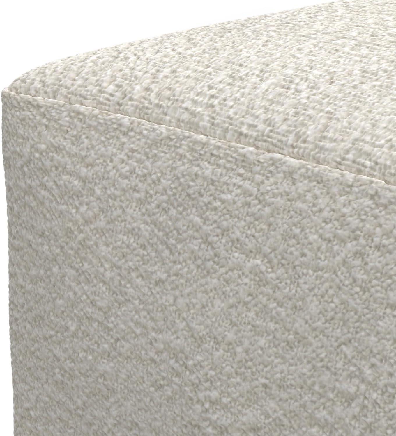 Simpli Home Chantal Contemporary Square Pouf in Ivory Boucle