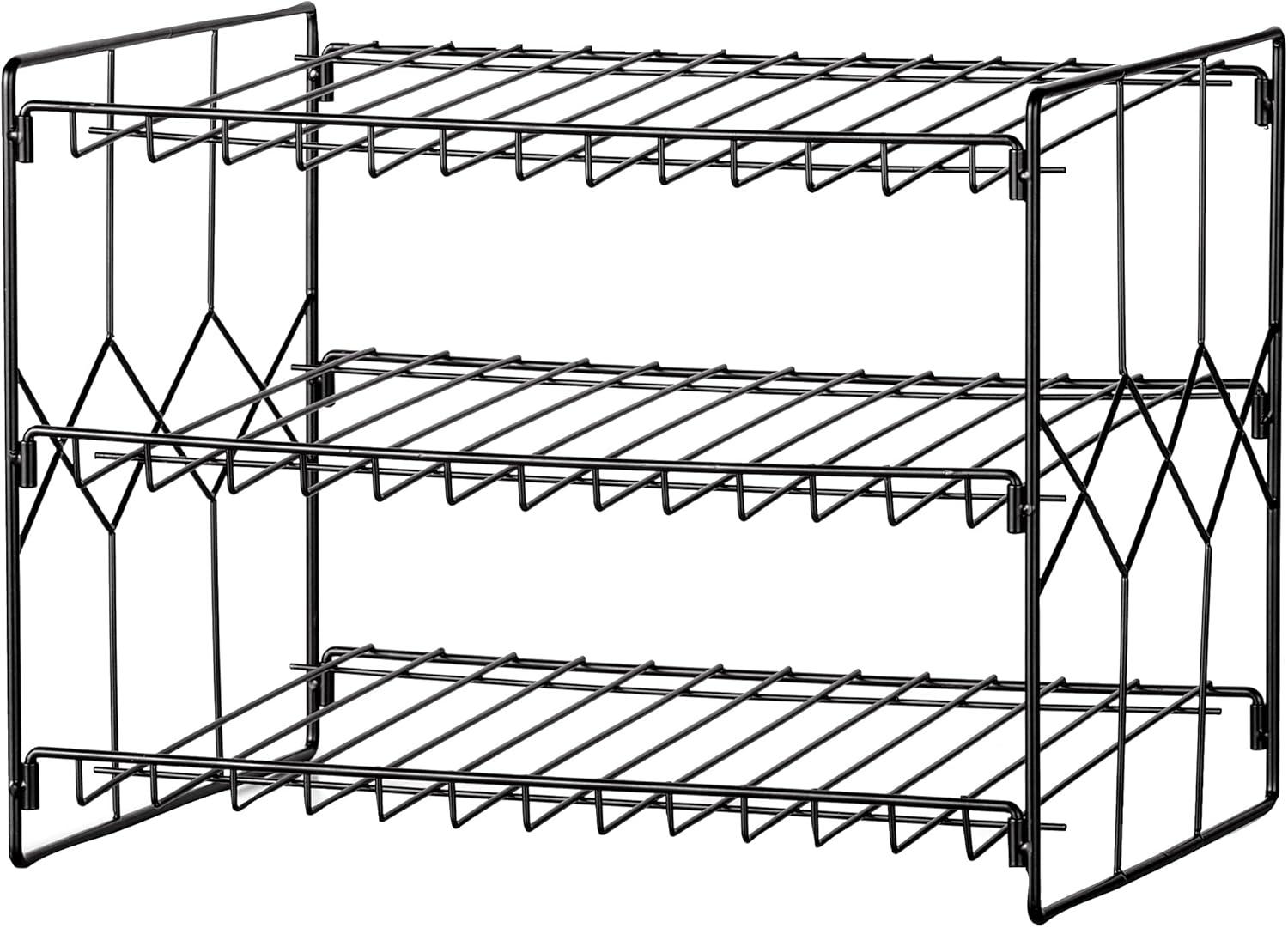 Collections Etc 3-Tier Black Finish Steel Can Storage & Organizer Rack 14.5 X 11.5 X 11