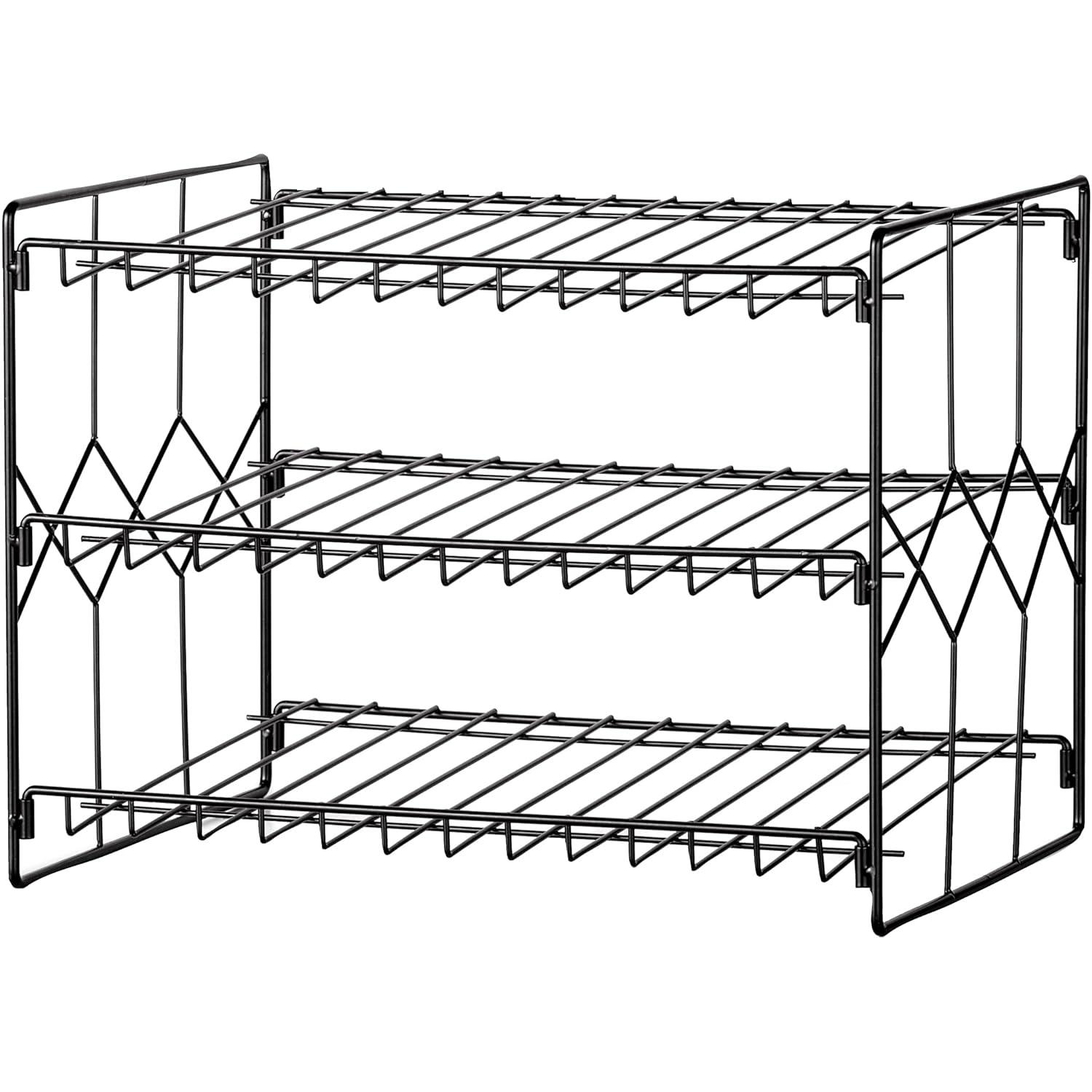 Collections Etc 3-Tier Black Finish Steel Can Storage & Organizer Rack 14.5 X 11.5 X 11