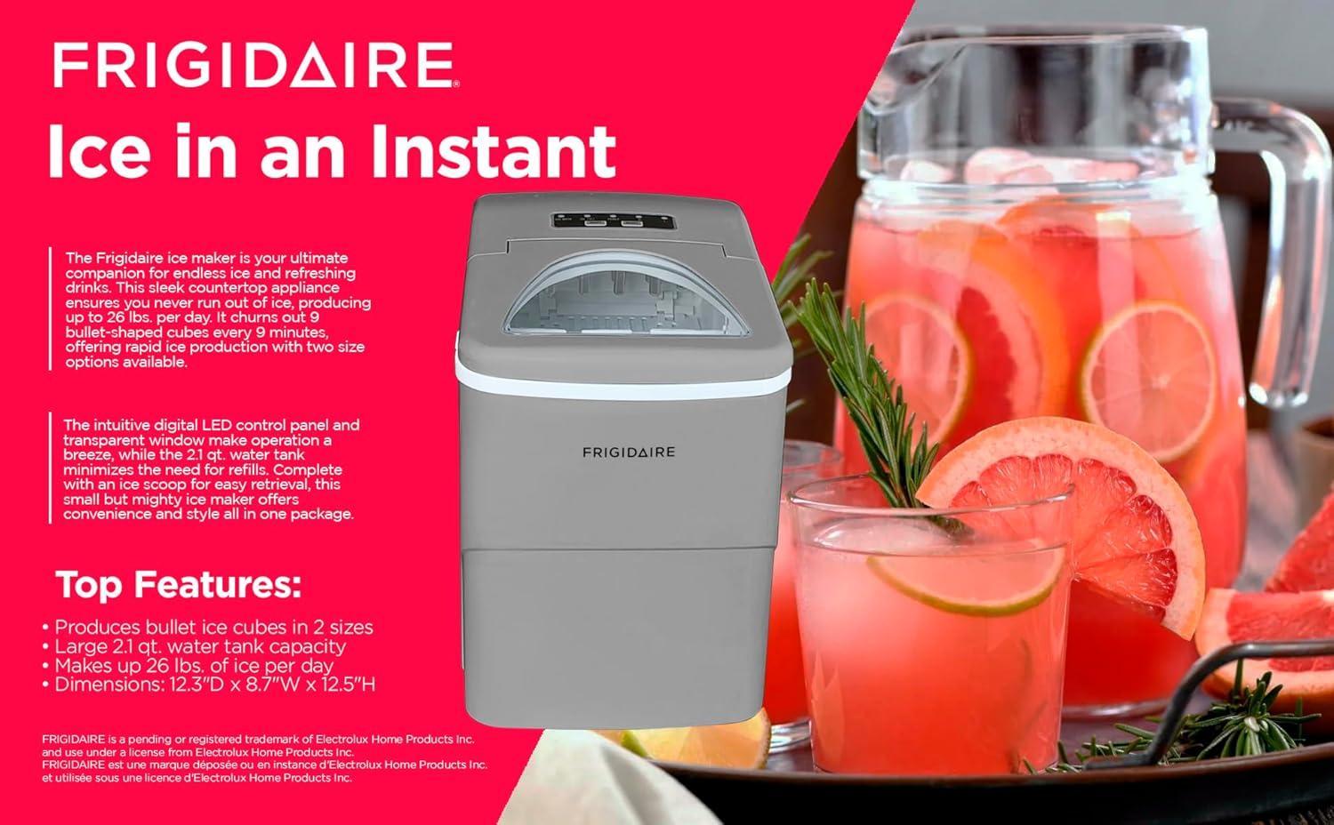 Frigidaire Small Appliances Frigidaire Small Appliances 26 Lb. Daily Production Cube Ice Freestanding Ice Maker