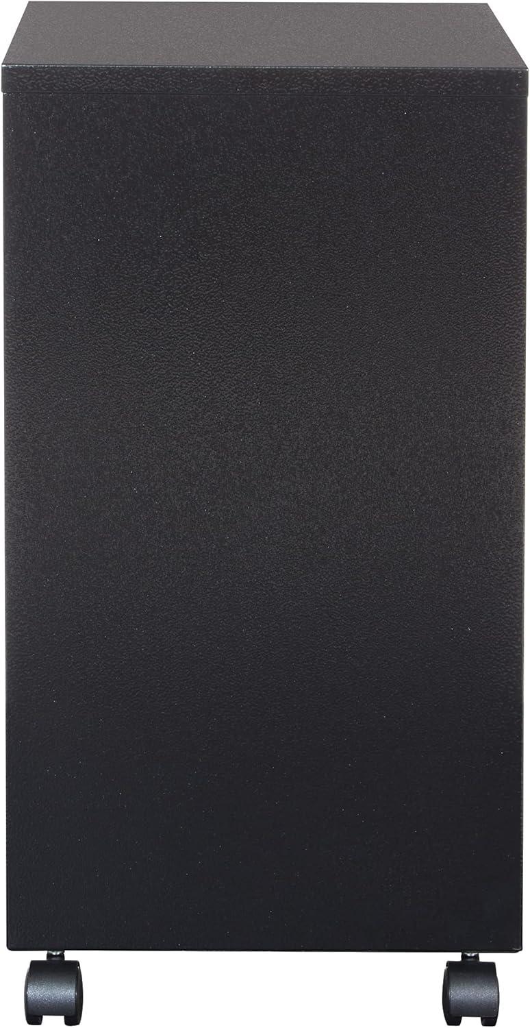 2 Drawer Mobile Locking Metal File Cabinet in Black