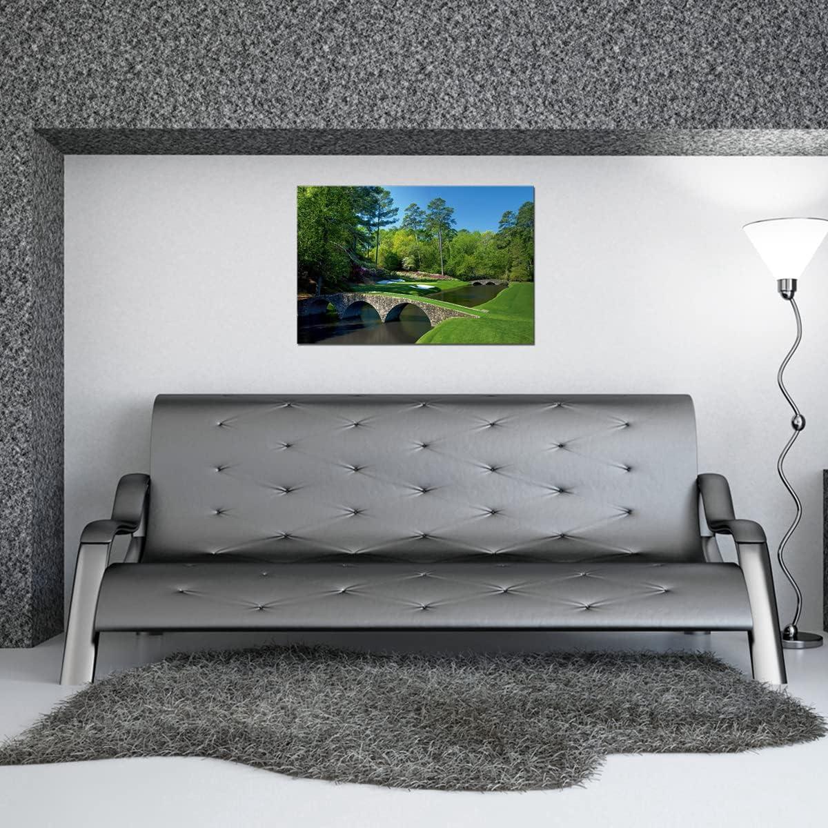 Augusta National Golf Course Golf Club Landscape Artwork for Gym Wall Art Canvas Painting Home Decorations Poster Print Framed 12x16inch Green Picture Office Wall Decor