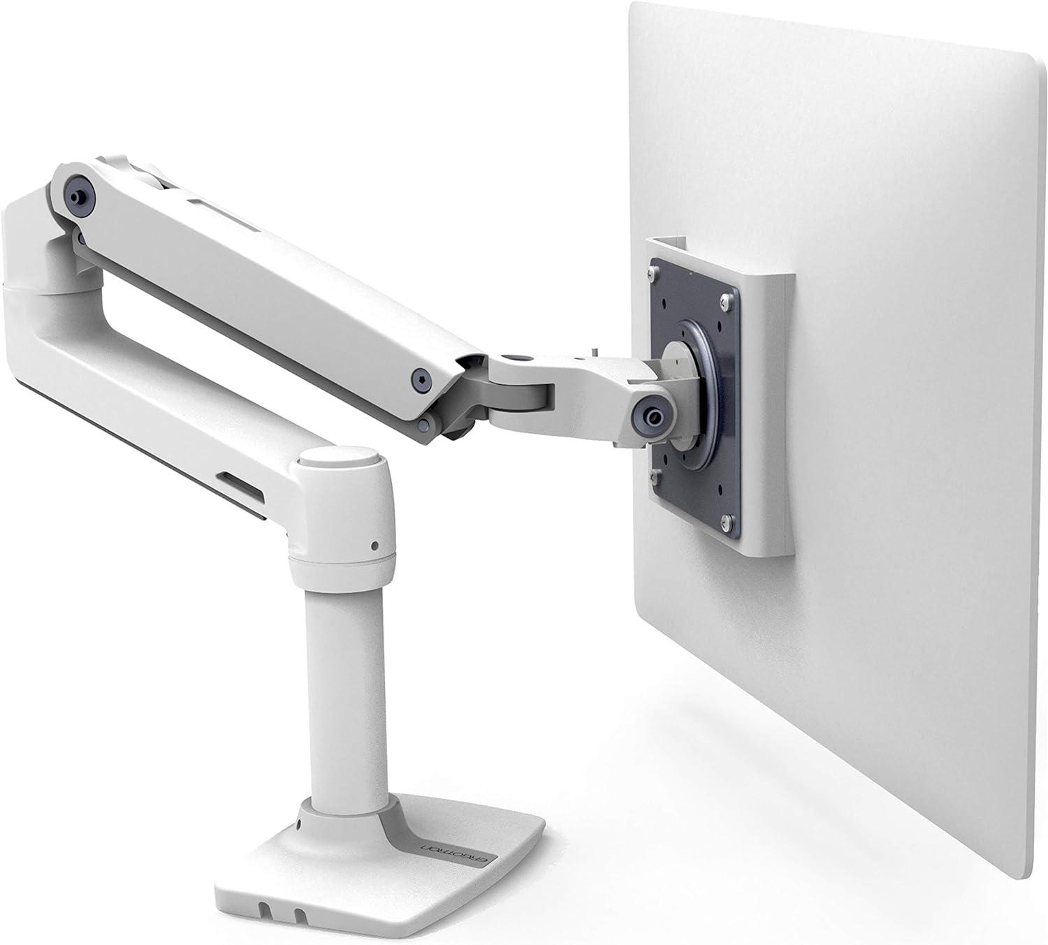 White Full-Motion Desk Mount Monitor Arm for 34" Screens