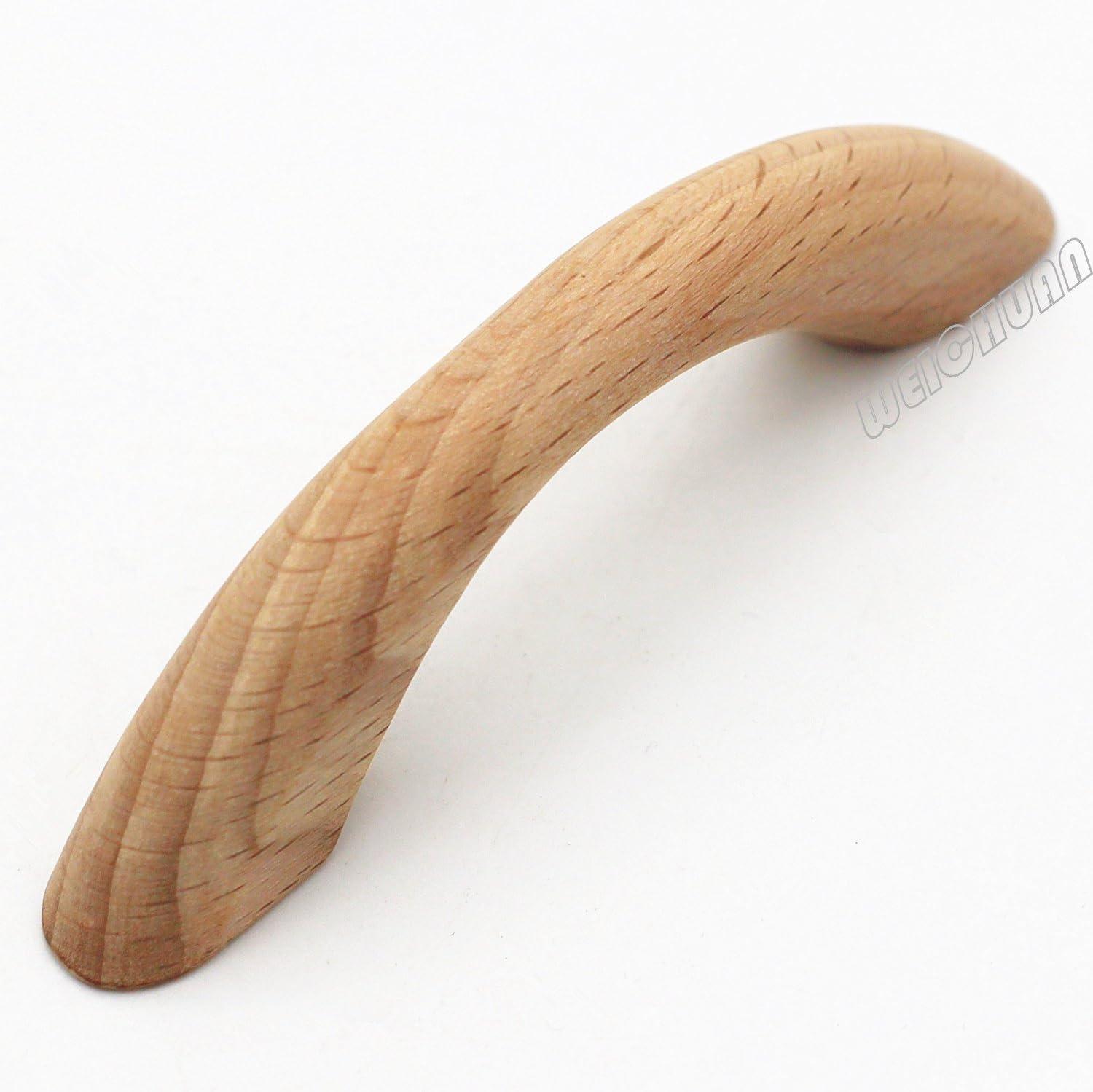 WEICHUAN 10PCS Unfinished Wood Pulls Handles - Kitchen Cabinets Furniture Dresser Wardrobe Cupboard Drawer Pulls Handles, 2.5" Hole Centers