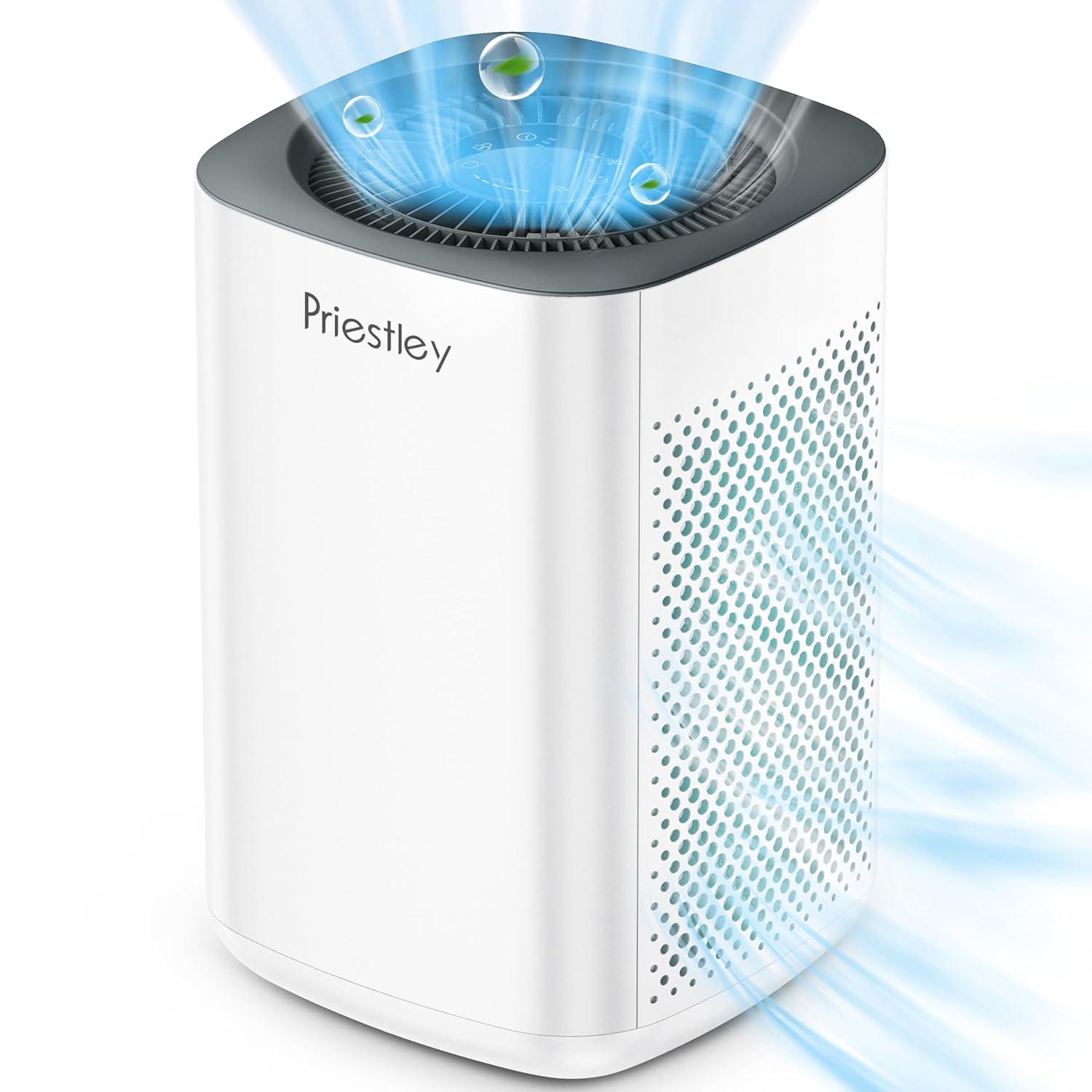 Priestley Air Purifier for Bedroom, Home, Dorm Up to 1100Ft², Smart WiFi Air Purifiers, 3-in-1 Air Filter with HEPA Sleep Mode, Remove Dust Smoke Pollutants Odor Pet Dander