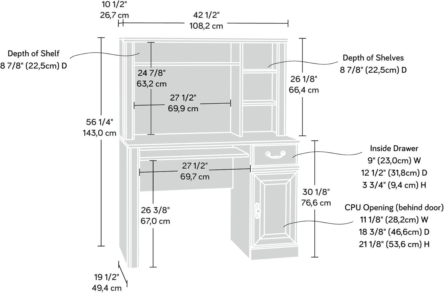 Orchard Hills Computer Desk with Hutch Gray - Sauder: Home Office Workstation, MDF Build, Modern Style