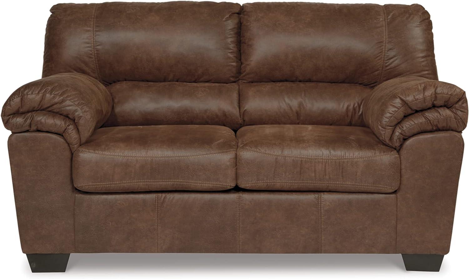 Ashley Furniture Bladen Faux Leather & Fabric Loveseat in Coffee Dark Brown