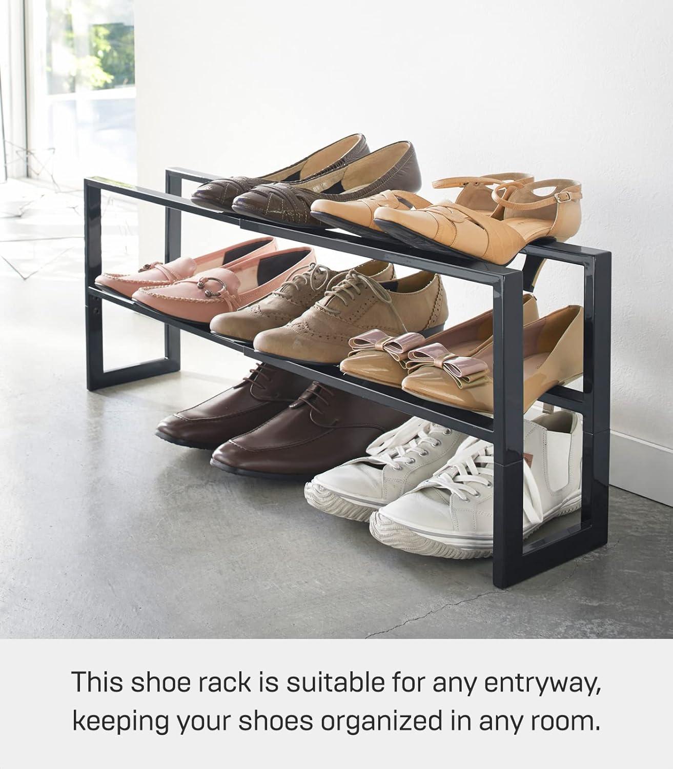 Yamazaki Home 2 Shelves Adjustable Shoe Rack, Large, Double, Steel,Holds 6 to 12 shoes, Expandable