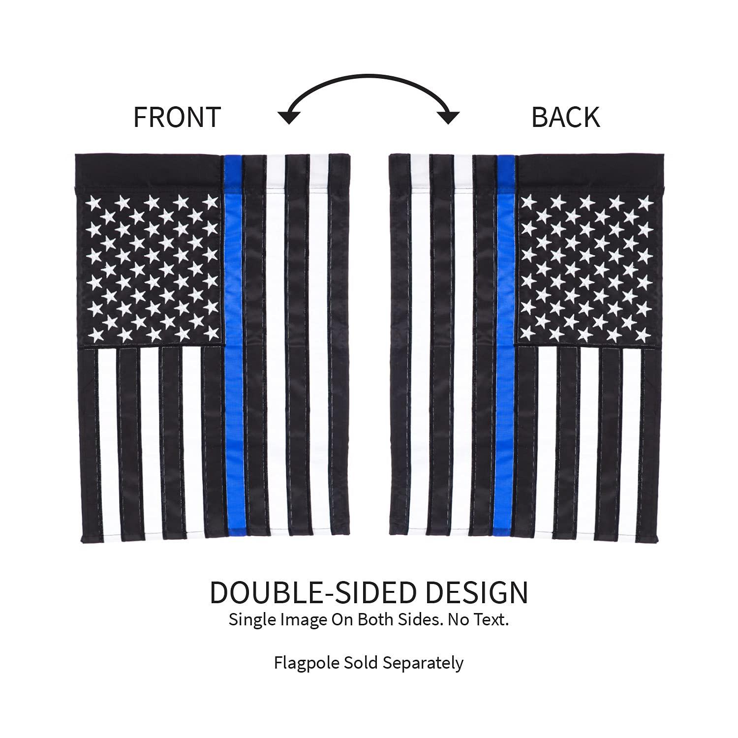 Evergreen Flag Thin Blue Line Garden Applique Flag 12.5 x 18 Inches Indoor Outdoor Decor