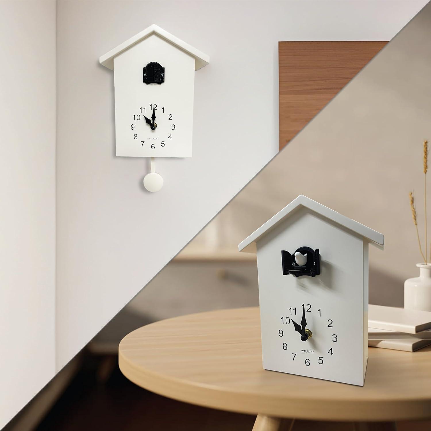 White PVC Modern Minimalist Cuckoo Clock with Pendulum