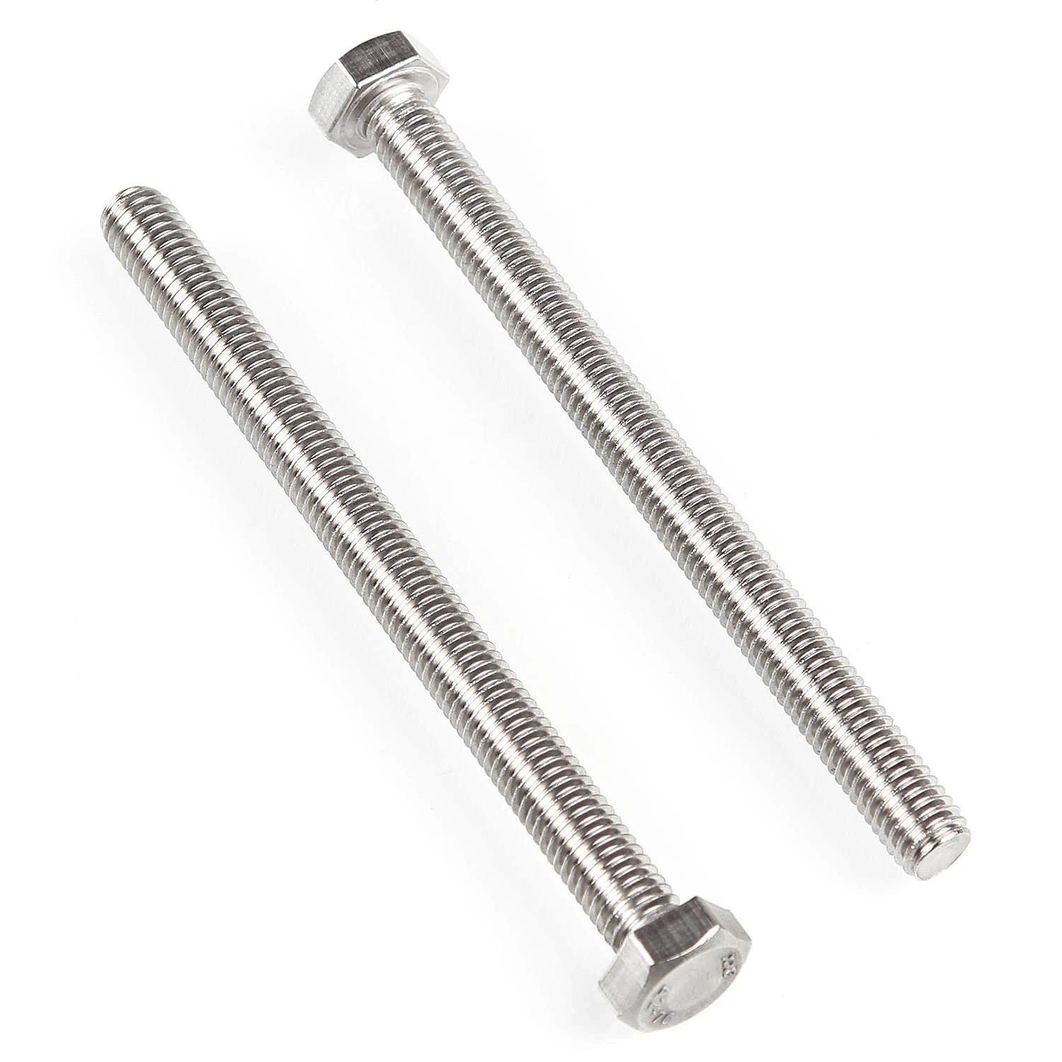 10PCS M8 Stainless Steel Fully Threaded Hex Head Bolts