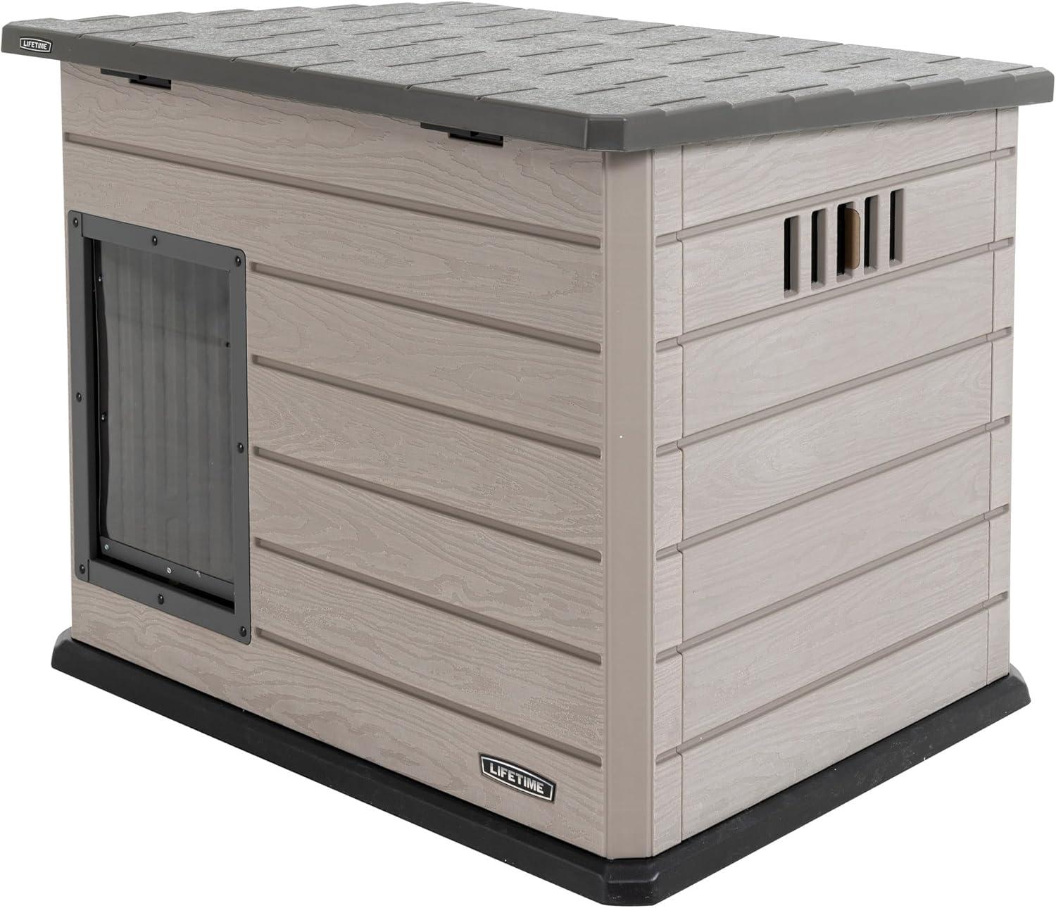 Lifetime Deluxe Beige and Gray HDPE Large Dog House