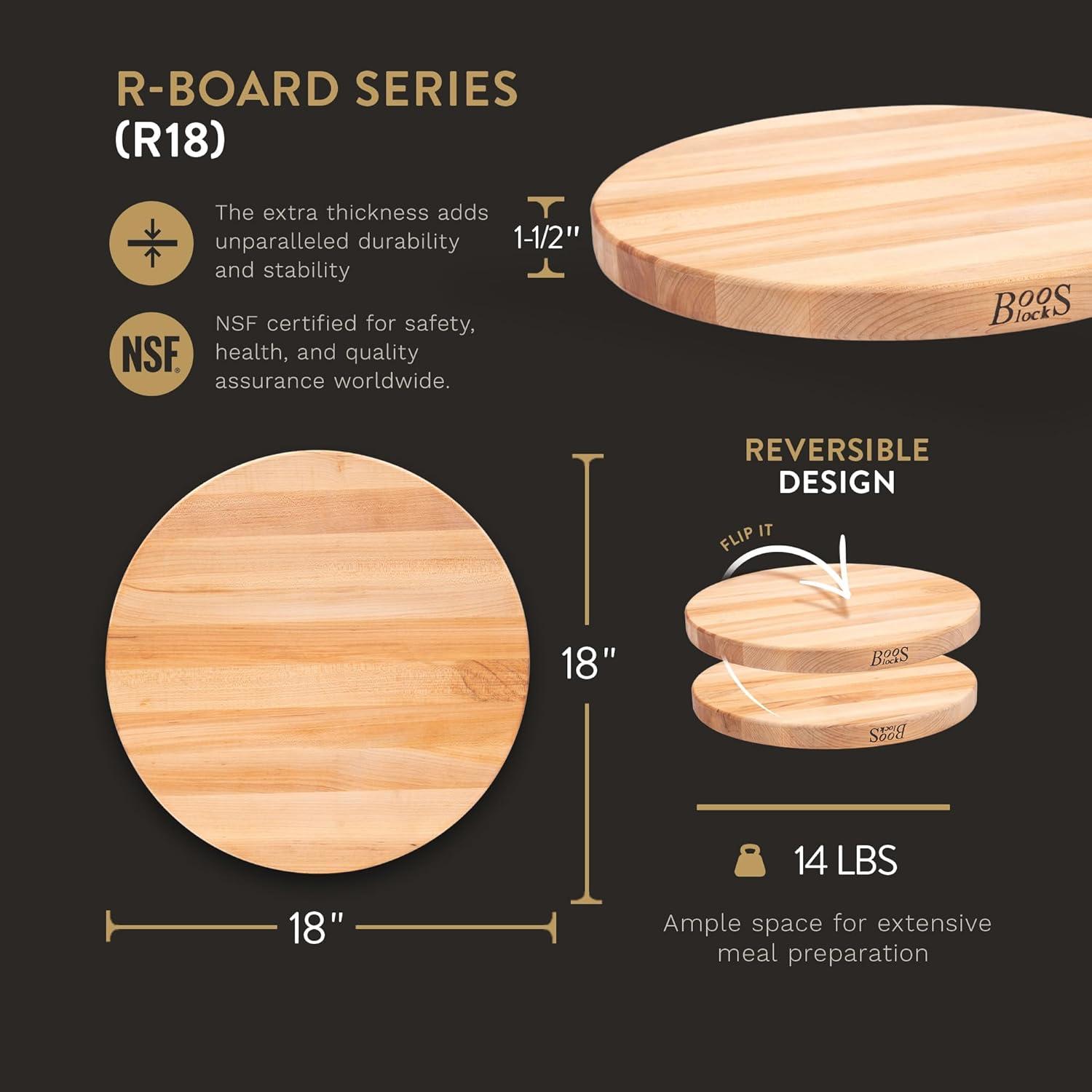 John Boos John Boos 18" Round Cutting Board, 1.5" Edge Grain