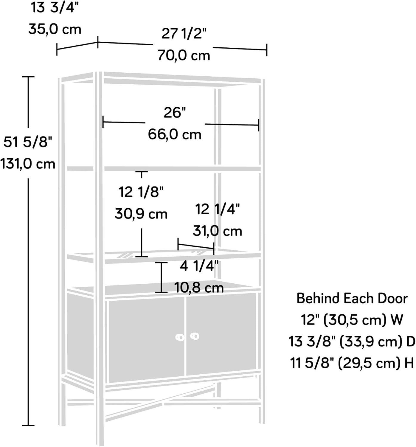 White and Gold Adjustable Bookcase with Doors