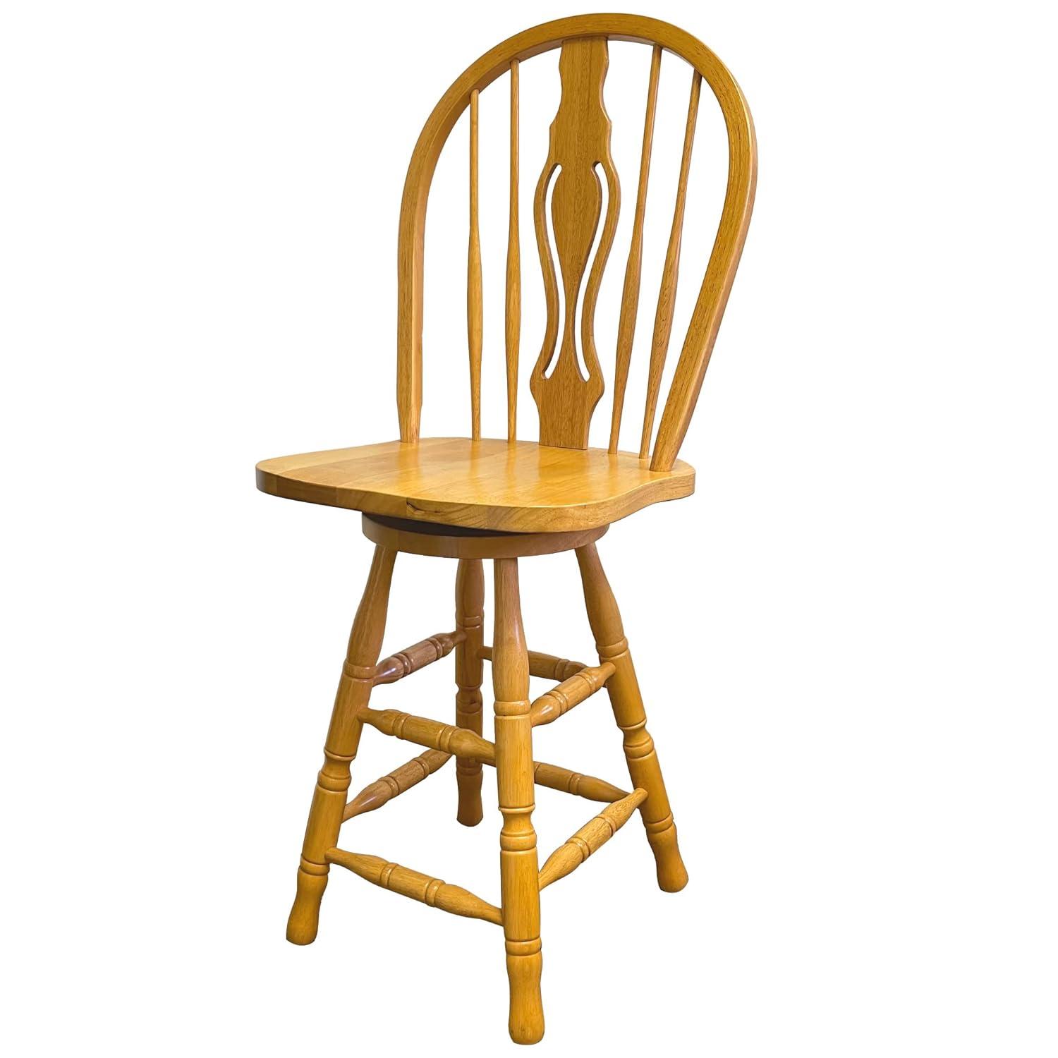 Sunset Trading Oak Selections Keyhole 24" Wood Barstool/Counter Stool in Oak