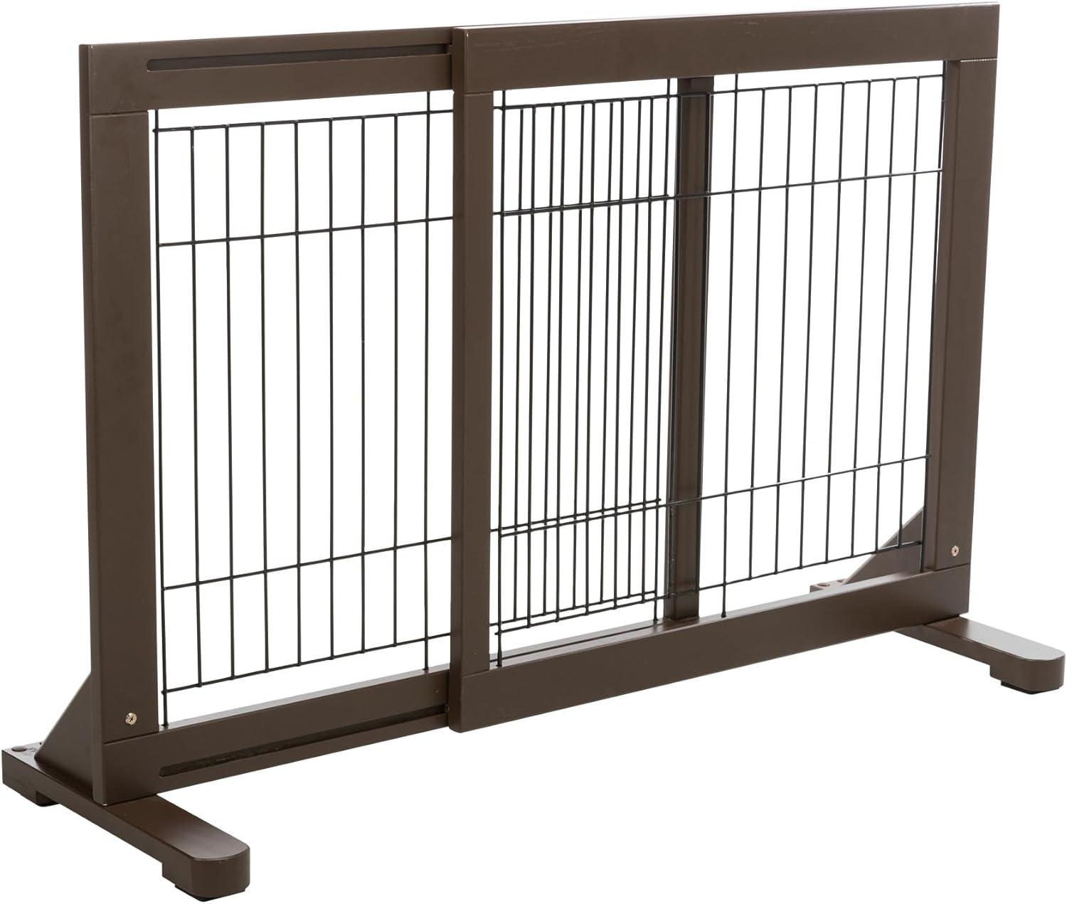 TRIXIE Adjustable Wooden Freestanding Pet Gate, 24" Tall Step Over, Expands to 42.5", Pet Barrier