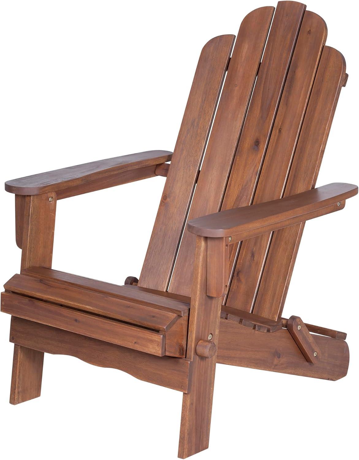 Dark Brown Acacia Wood Foldable Adirondack Outdoor Chair