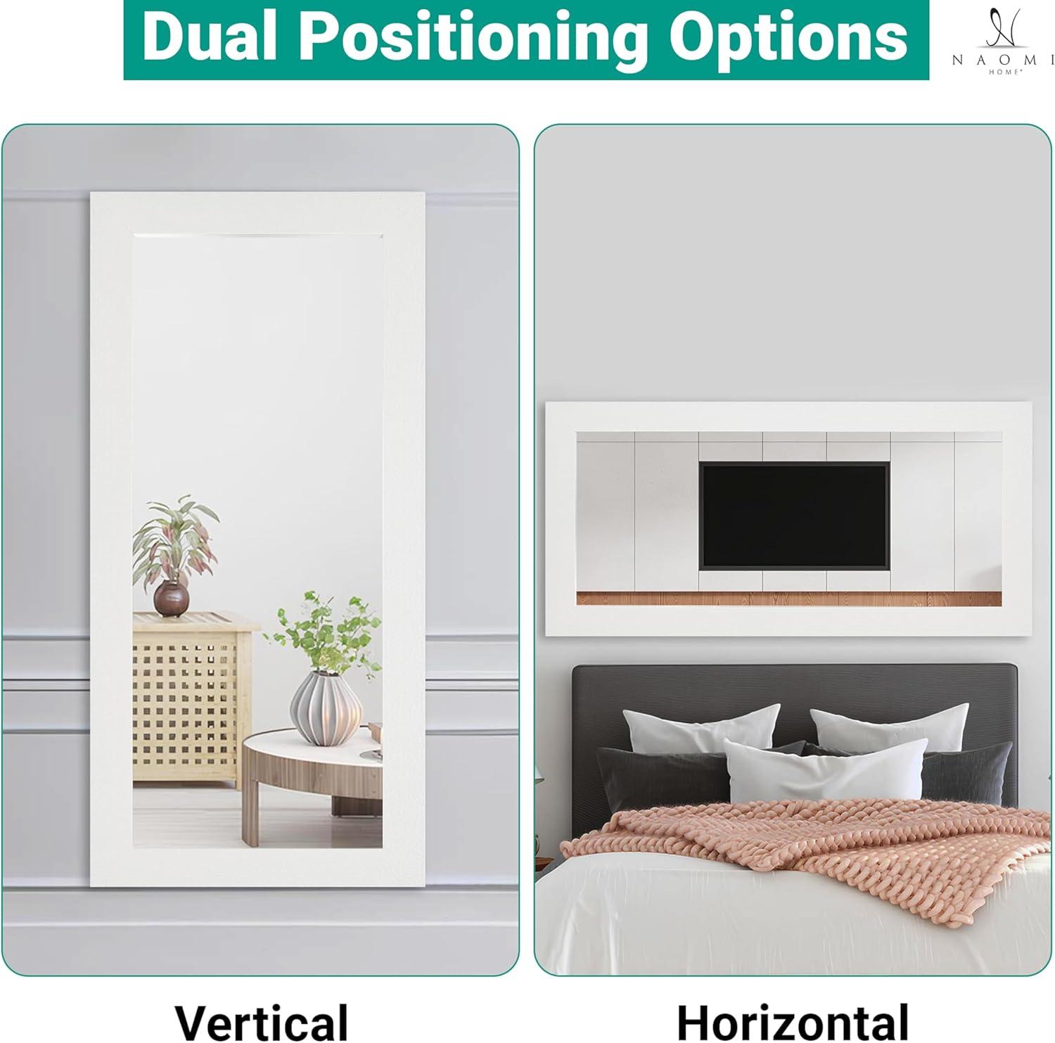 Elegant Full-Length Rectangular Wood Mirror with Gold Mosaic Frame