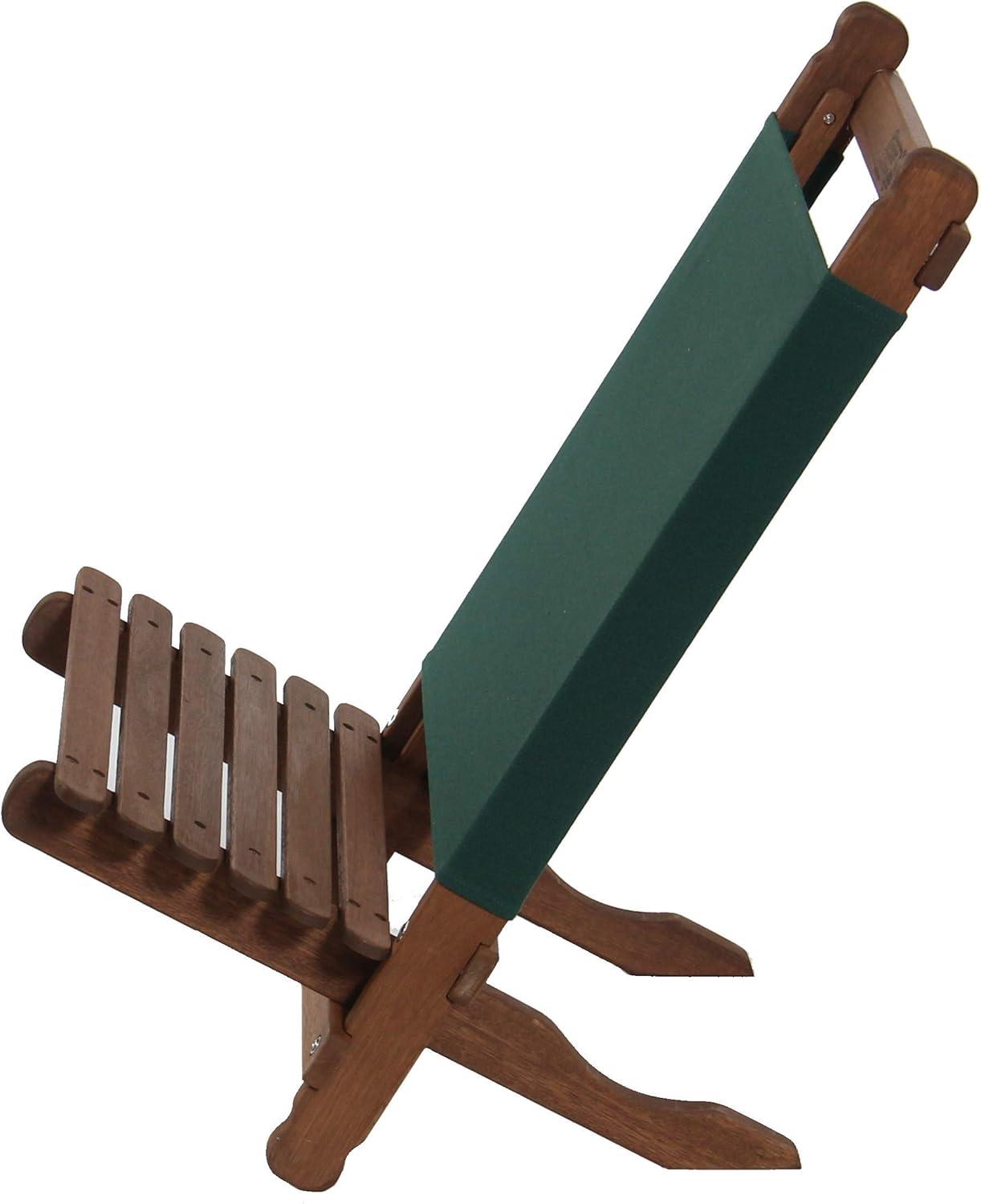 Portable Keruing Wood Lounger with Heavy-Duty Green Polyester