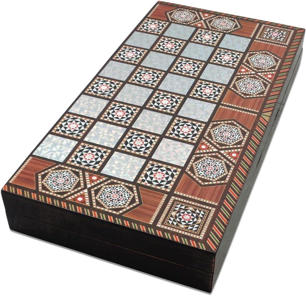 Star Turkish Classic Backgammon Board Game - 19 inches, Magnetic Closing Mechanism, Folding Board, Strategic Game, Family and Friend Fun, Portable Travel Set, Solid Wood Case, Scratch Resistance