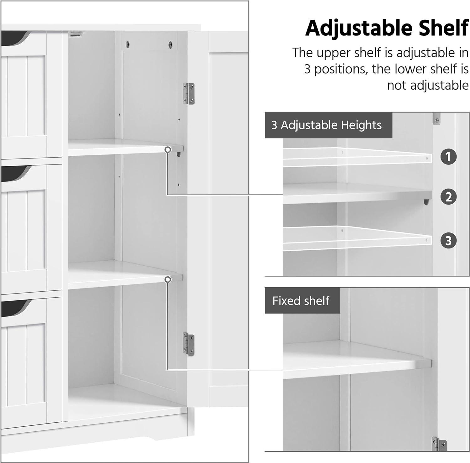 Yaheetech Free-Standing Bathroom Storage Cabinet Floor Cabinet White