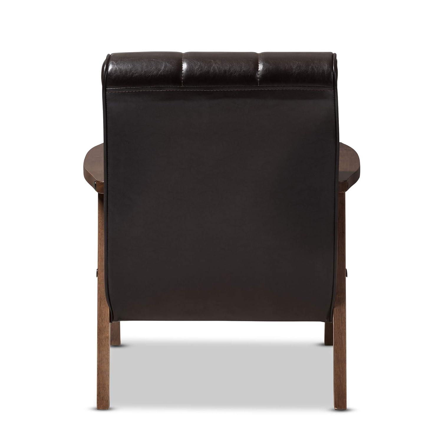 Baxton Studio Mid-Century Masterpieces Club Chair Brown: Upholstered Polyester, Wood Frame, Spot Clean