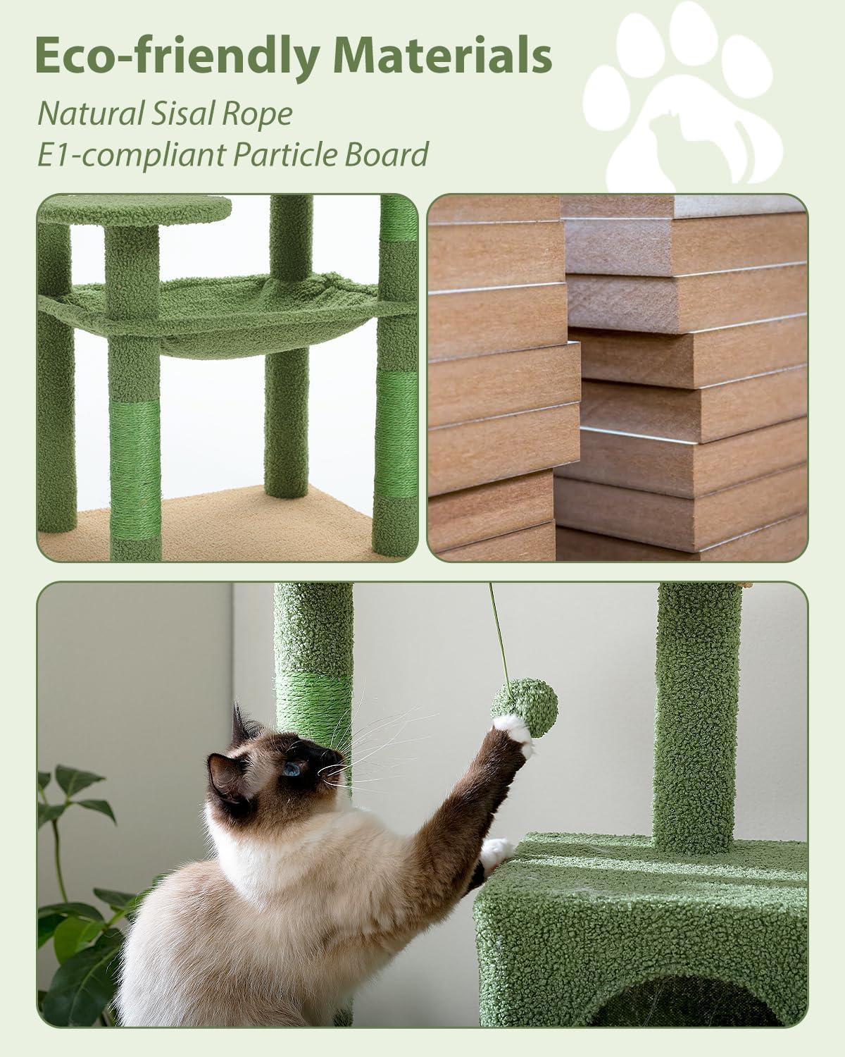 Latitude Run® Indoor Multi-Level Tall Cat Tower With Large Hammock, Scratching Posts, Cozy Condo And Top Perch