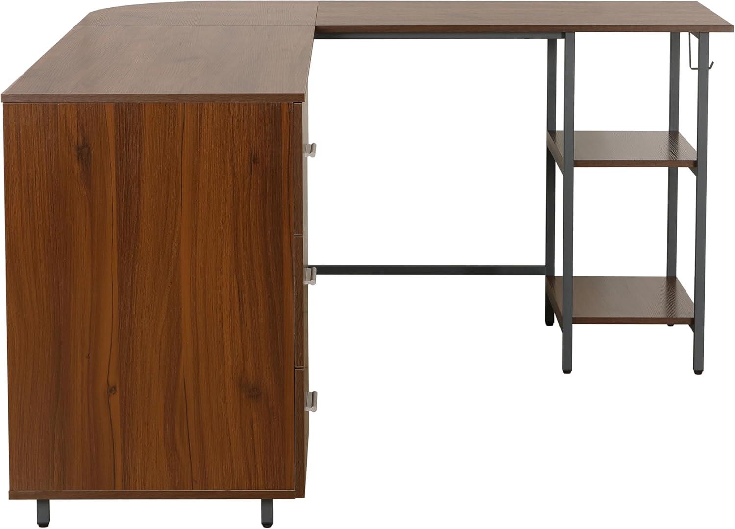 17 Stories Techni Mobili L-Shape Home Office Two-Tone Desk With Storage