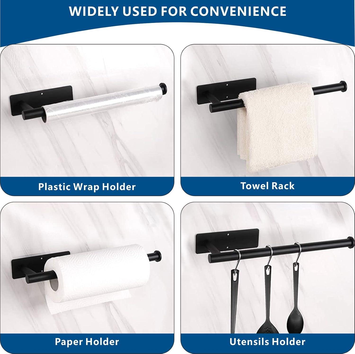 Paper Towel Holder - Under Cabinet Paper Towel Rack for Kitchen、Bathroom,SUS304 Stainless Steel(Matte Black)