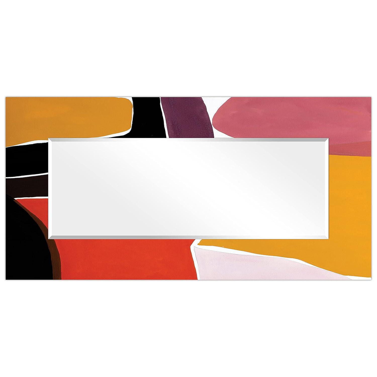 Empire Art Direct Finale I Rectangular Beveled Mirror on Free Floating Reverse Printed Tempered Art Glass, 72" x 36" x 0.4", Ready to Hang