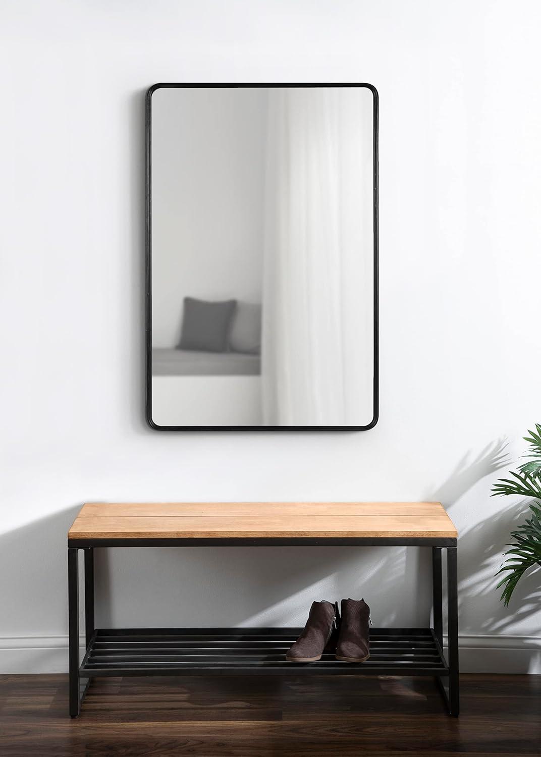 Kate and Laurel Caskill Rectangle MDF Rectangle Mirror, 24x36, Black