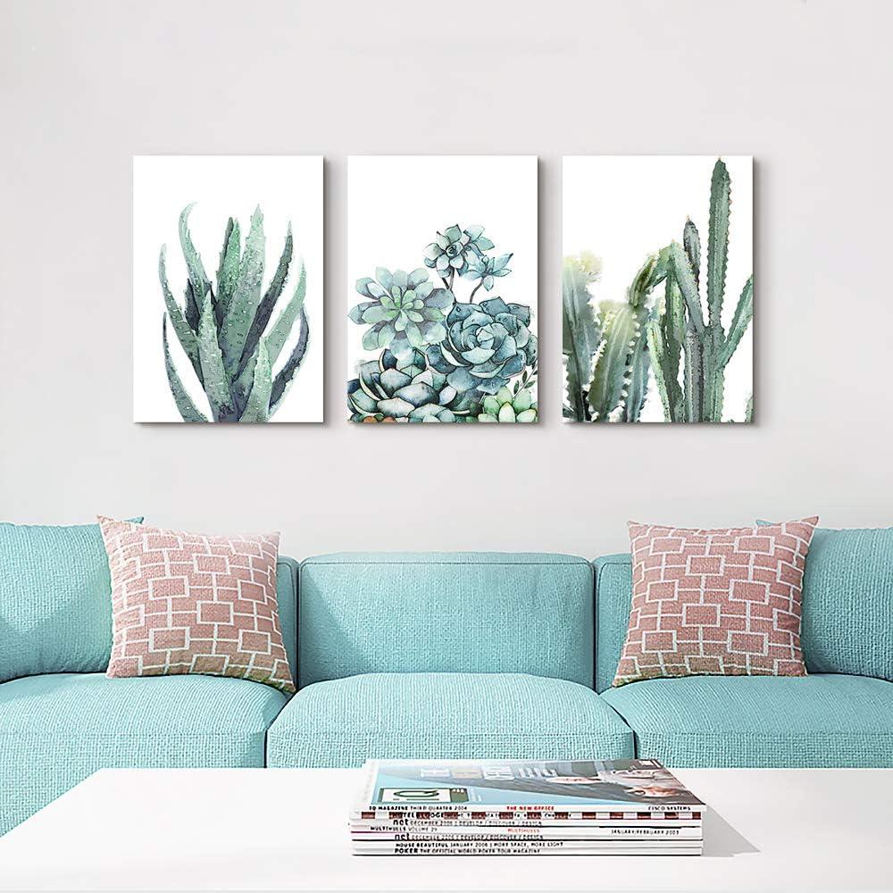 Canvas Wall Art For Living Room Bathroom Wall Decor For Bedroom Kitchen Artwork Canvas Prints Green Plant Flowers Painting 12" X 16" 3 Pieces Modern Framed Office Home Decorations Family Picture