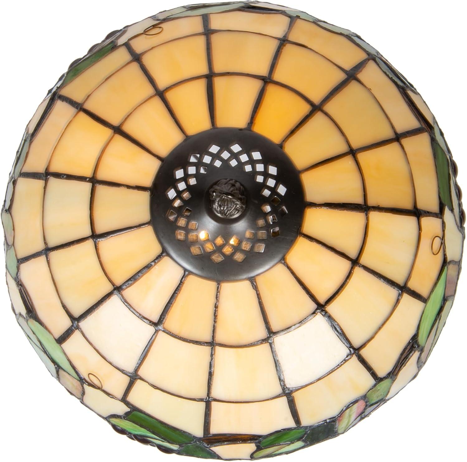 Dale Tiffany Geometric Resin & Art Glass Table Lamp in Dark Coffee/Green