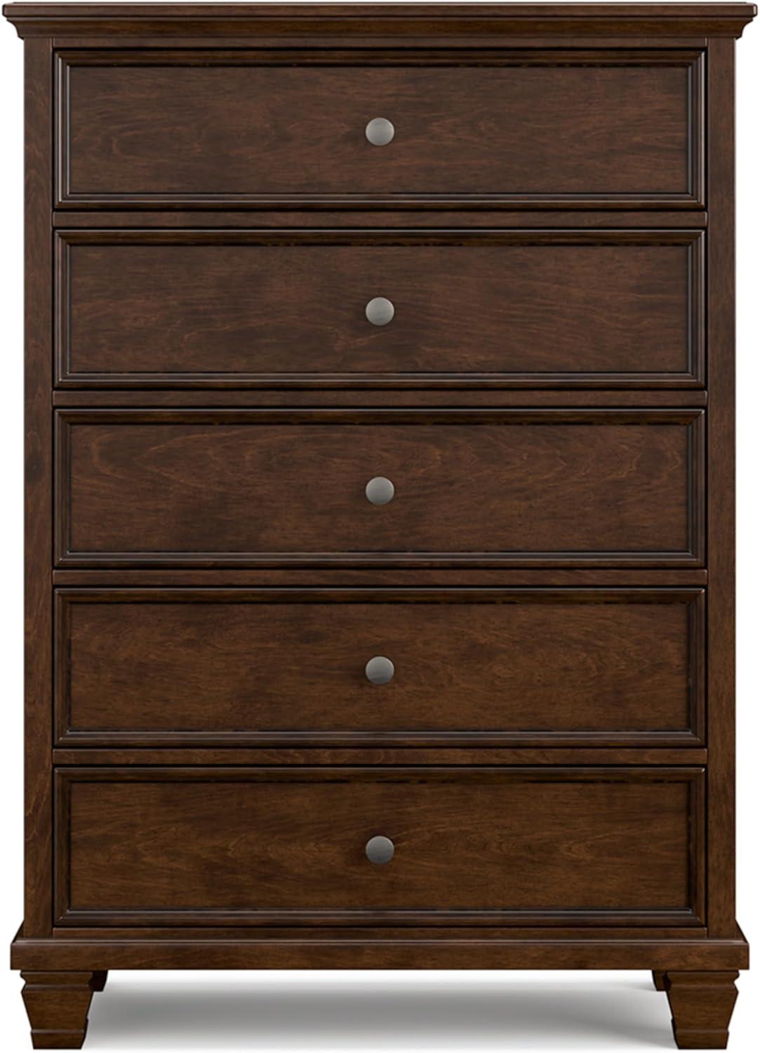 Danabrin Dark Brown 5-Drawer Chest with Dovetail Drawers