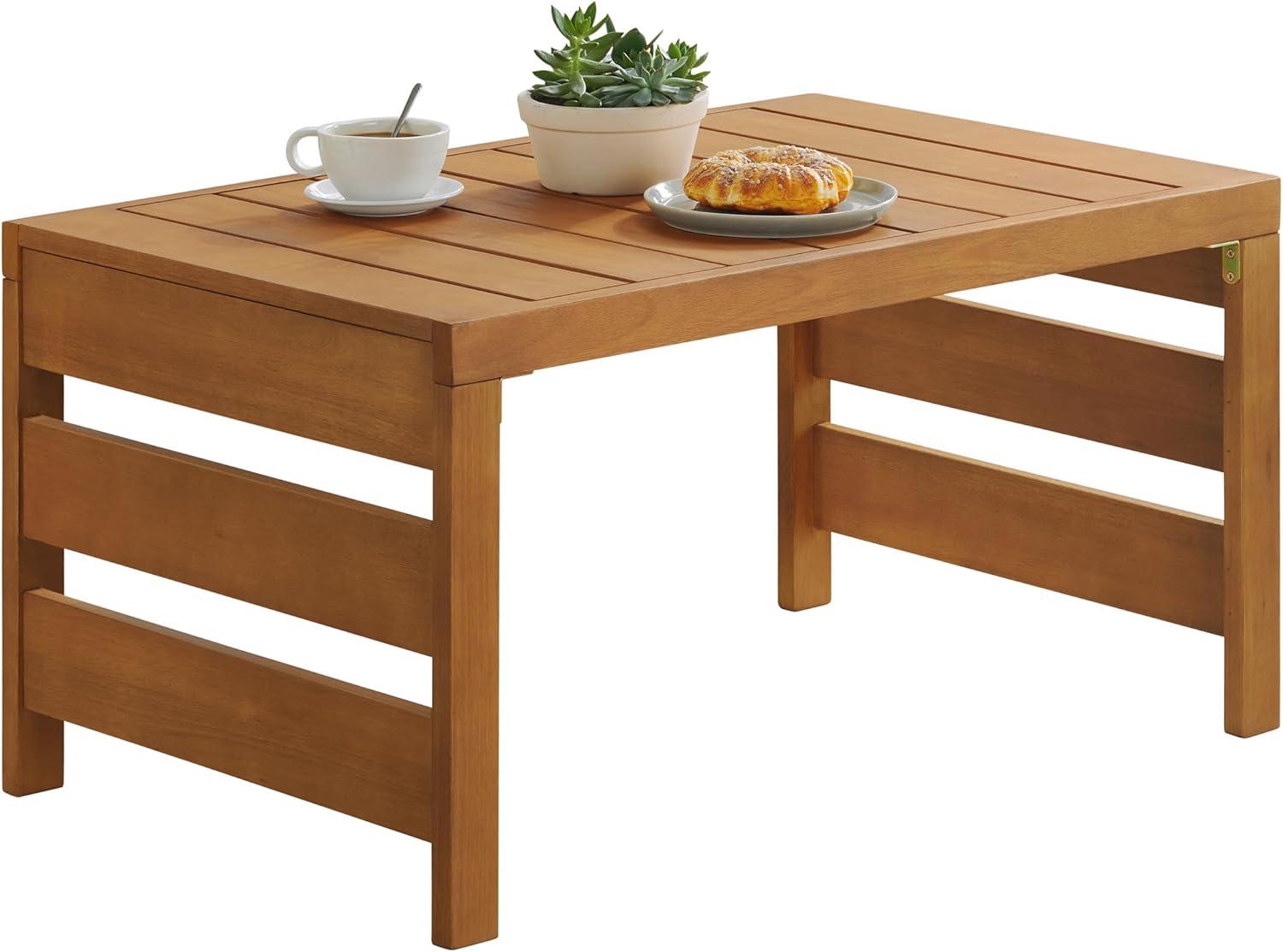 Alaterre Furniture Barton Eucalyptus Wood Outdoor Slotted Coffee Table Brown