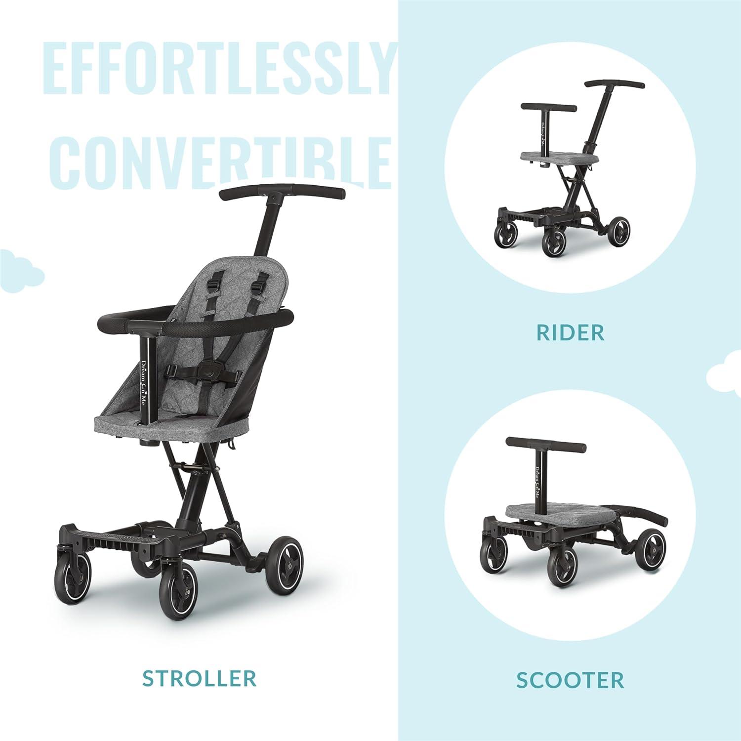 Dream On Me Coast Rider Travel Stroller Lightweight Stroller Compact Portable Vacation Friendly Stroller, Gray