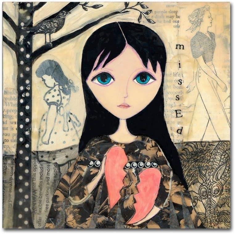 Abstract Girl with Broken Heart Canvas Art