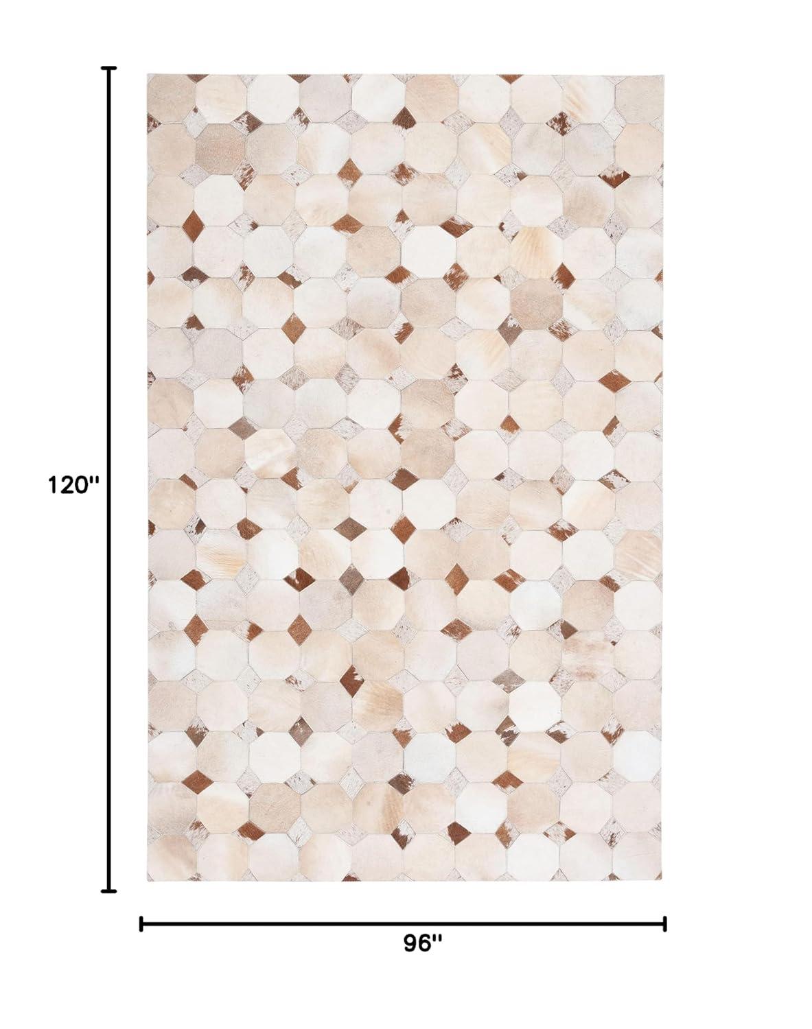 Loon Peak® Bersa Flat Weave Hair On Leather Geometric Rug