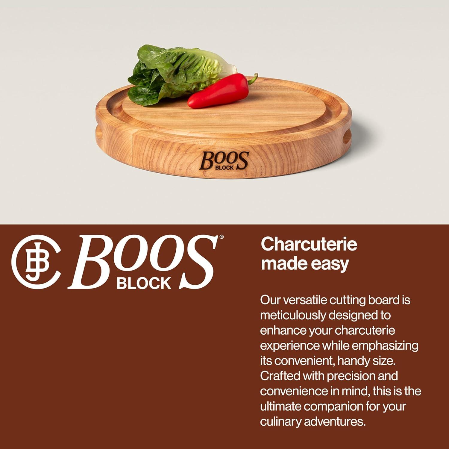 John Boos Chef's Collection Round Maple Cutting Board with Groove