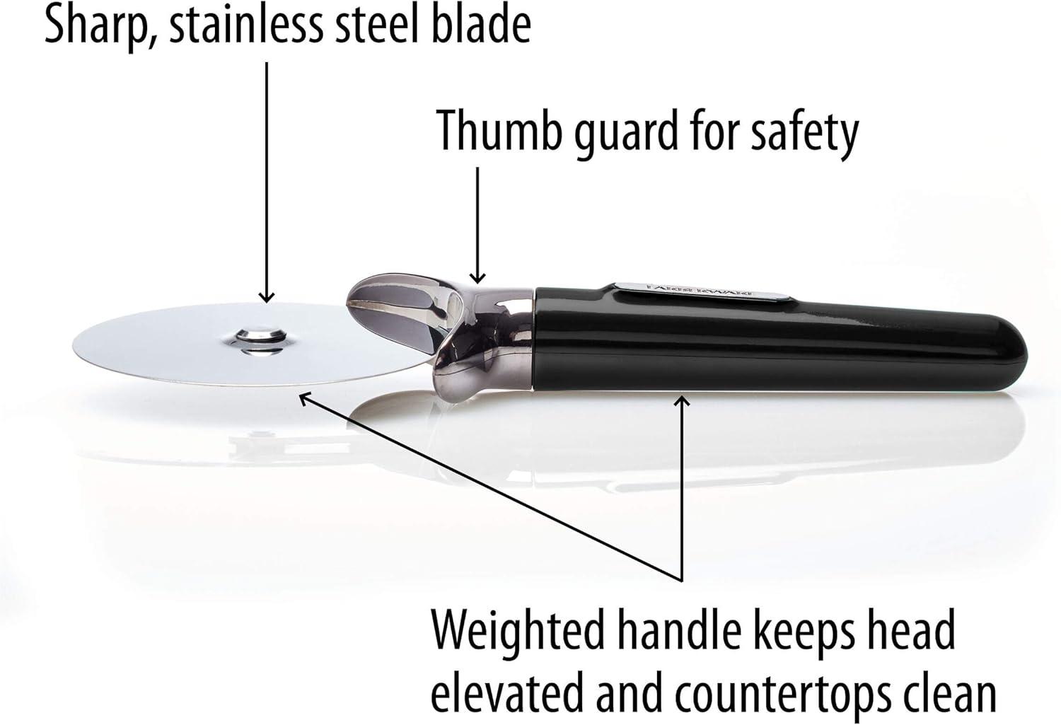 Farberware Professional 9.37-Inch Stainless Steel Pizza Cutter with Black Handle